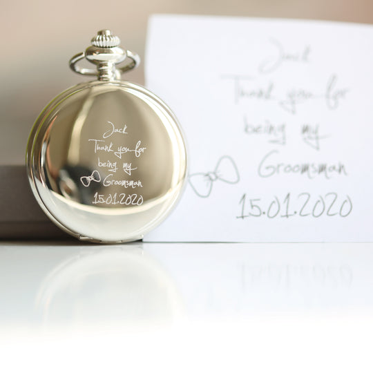 Personalised Dual Opening Pocket Watch – Engraved with Your Own Handwriting