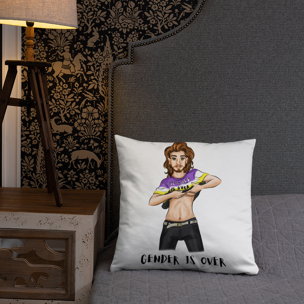 Basic Cushion – “Gender Is Over” Statement Print | Decorative Square Throw Pillow | Voce Lindx