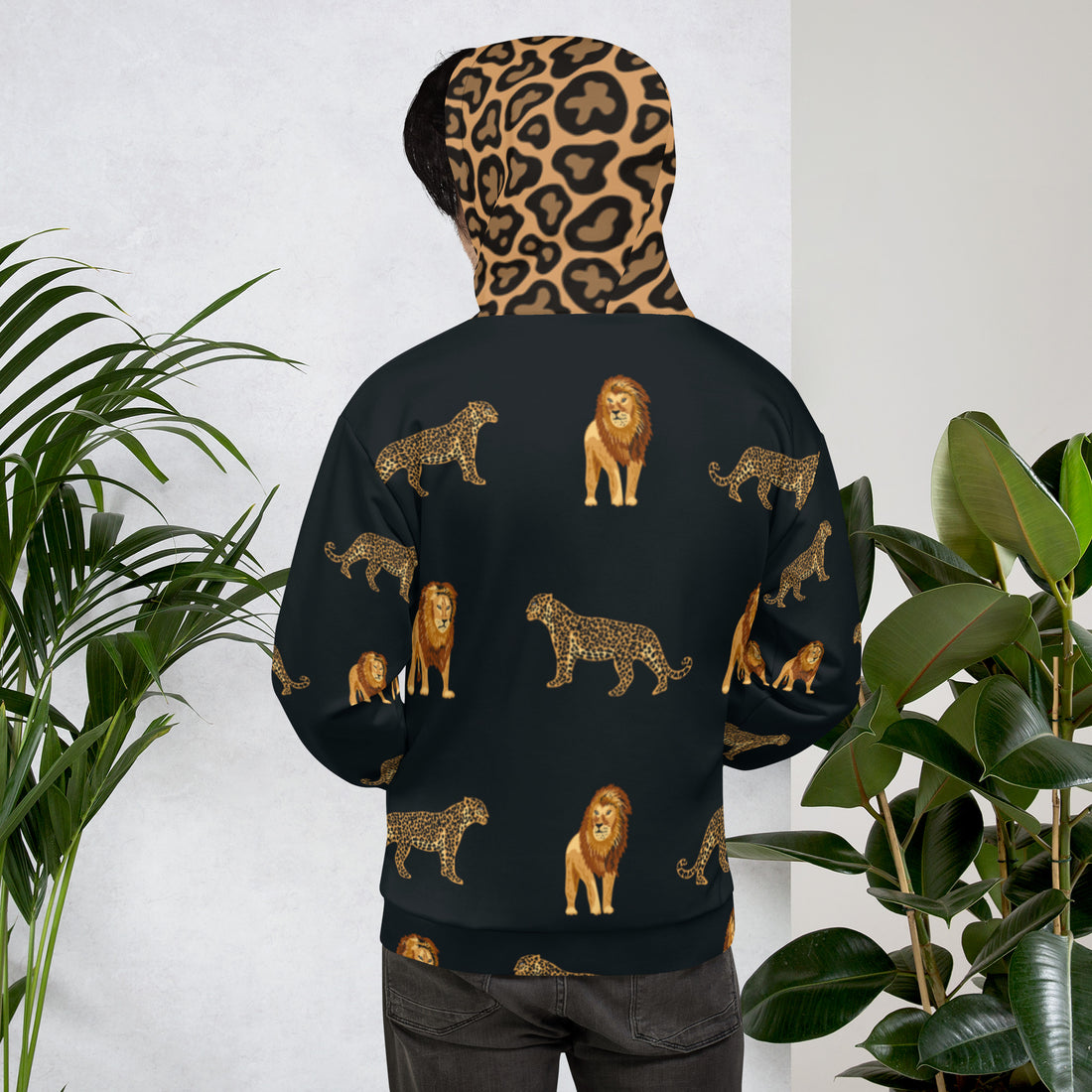 Jaguar and Lion Hoodie – Bold Wildlife Artwork | Empowering Pride Statement