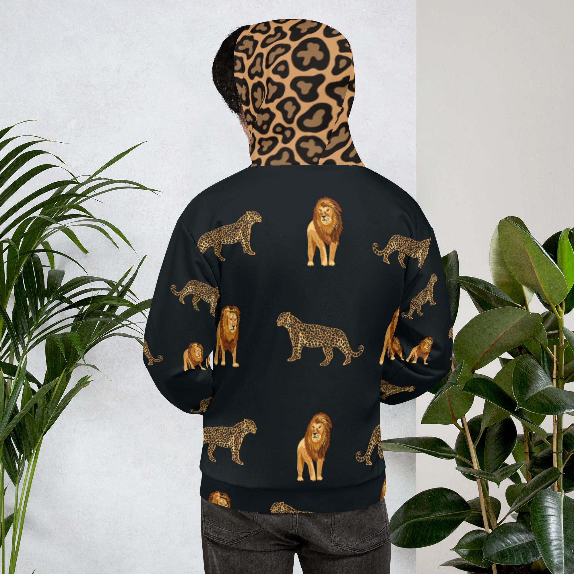 Jaguar and Lion Hoodie – Bold Wildlife Artwork | Empowering Pride Statement