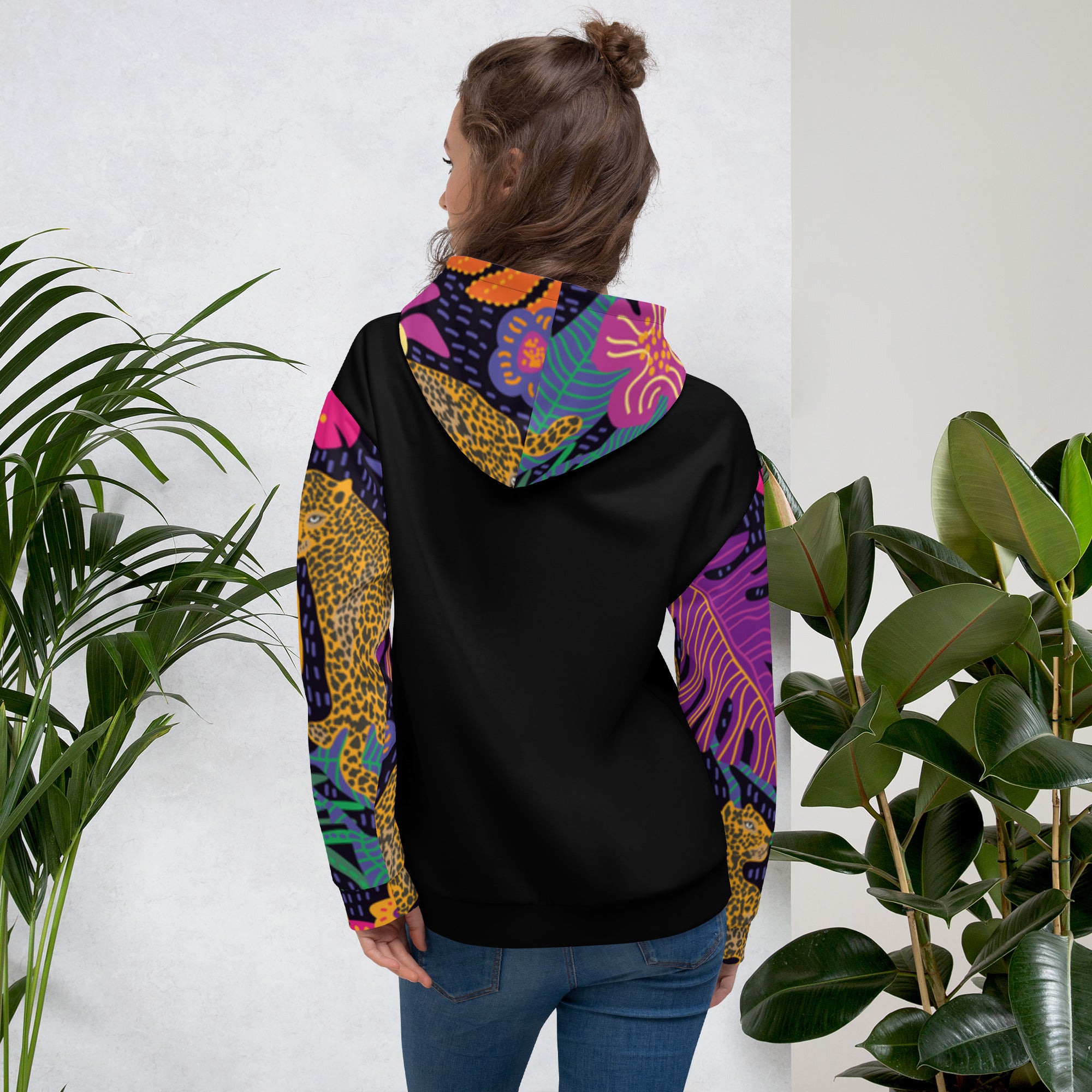Floral Jaguar Hoodie – Colourful Print with Botanical Motifs | Bold & Artistic Streetwear