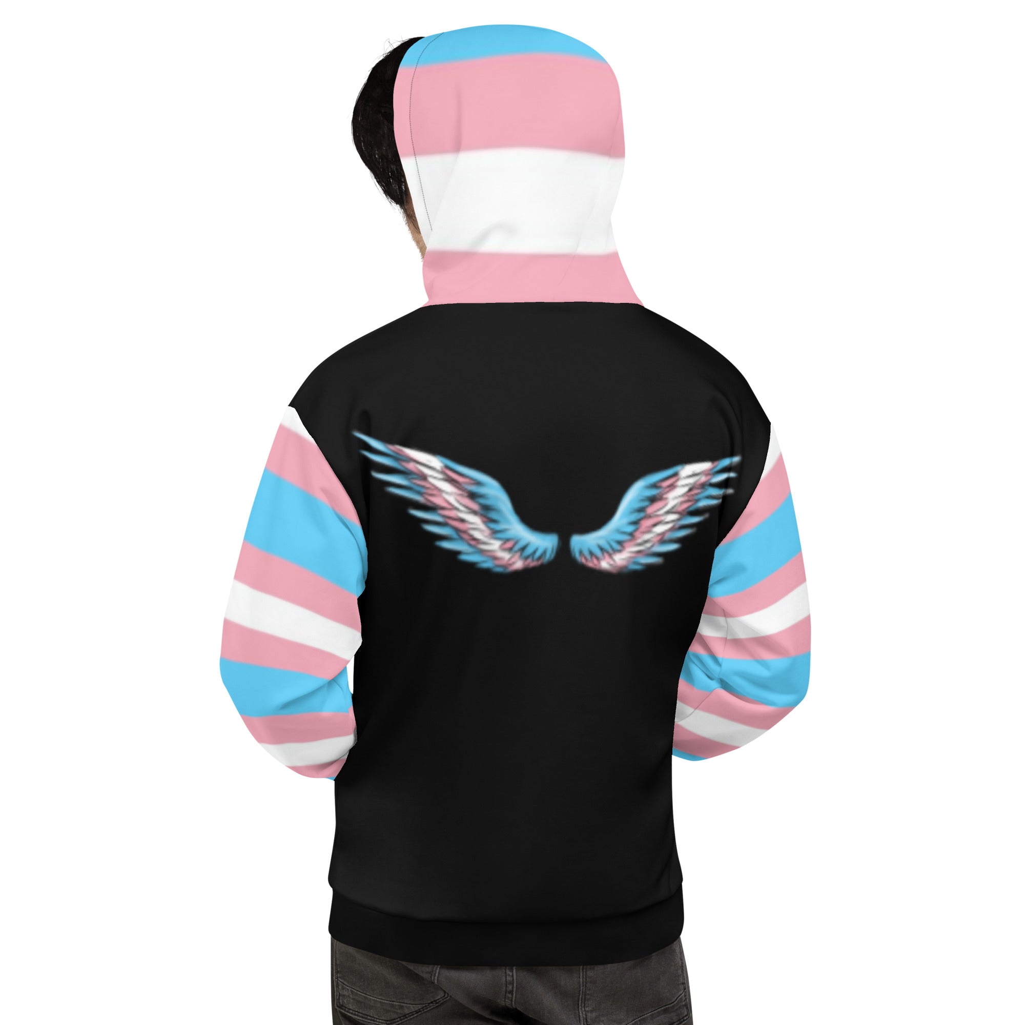 Transgender Pride Flag Hoodie – Light Blue, Pink and White Statement Piece
