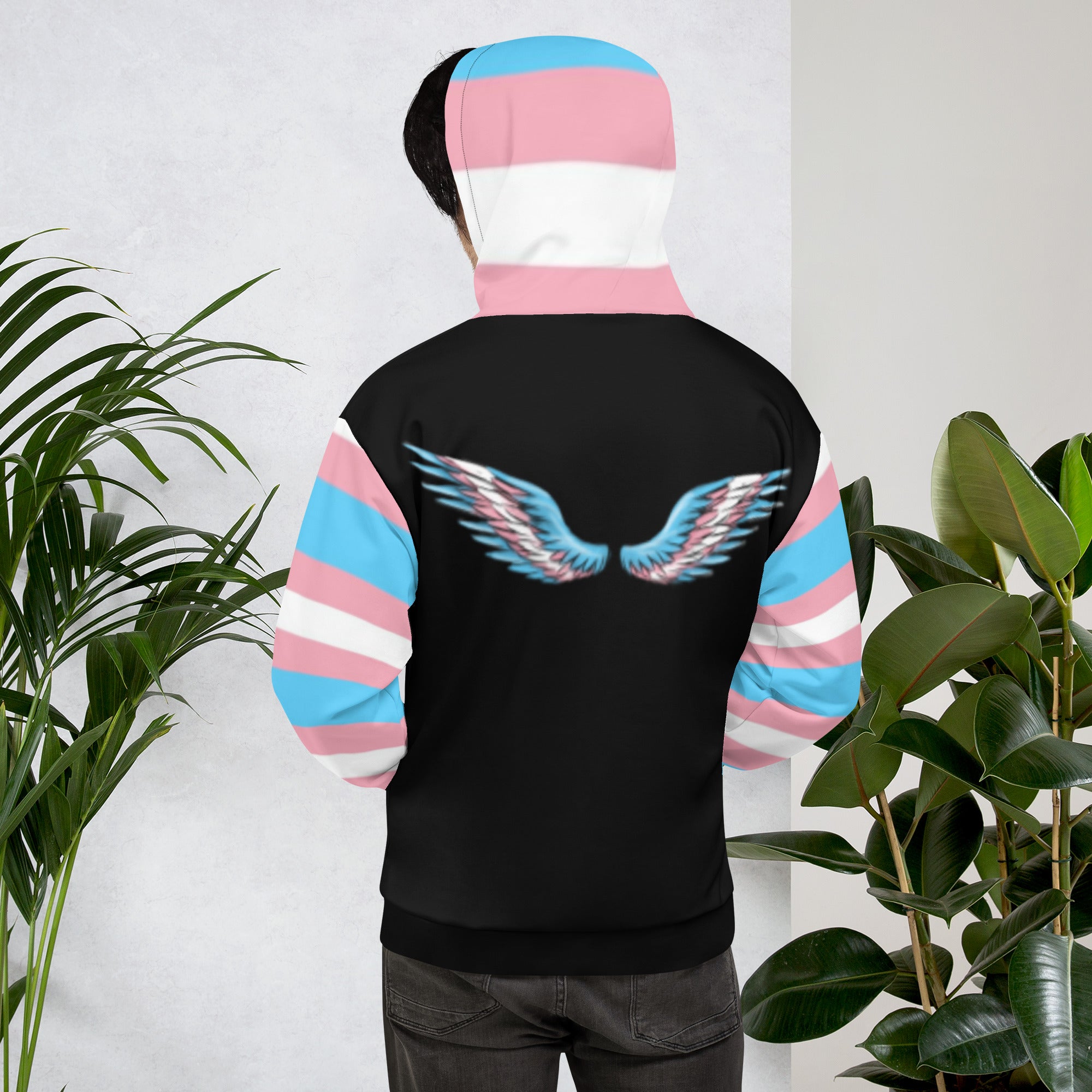 Transgender Pride Flag Hoodie – Light Blue, Pink and White Statement Piece