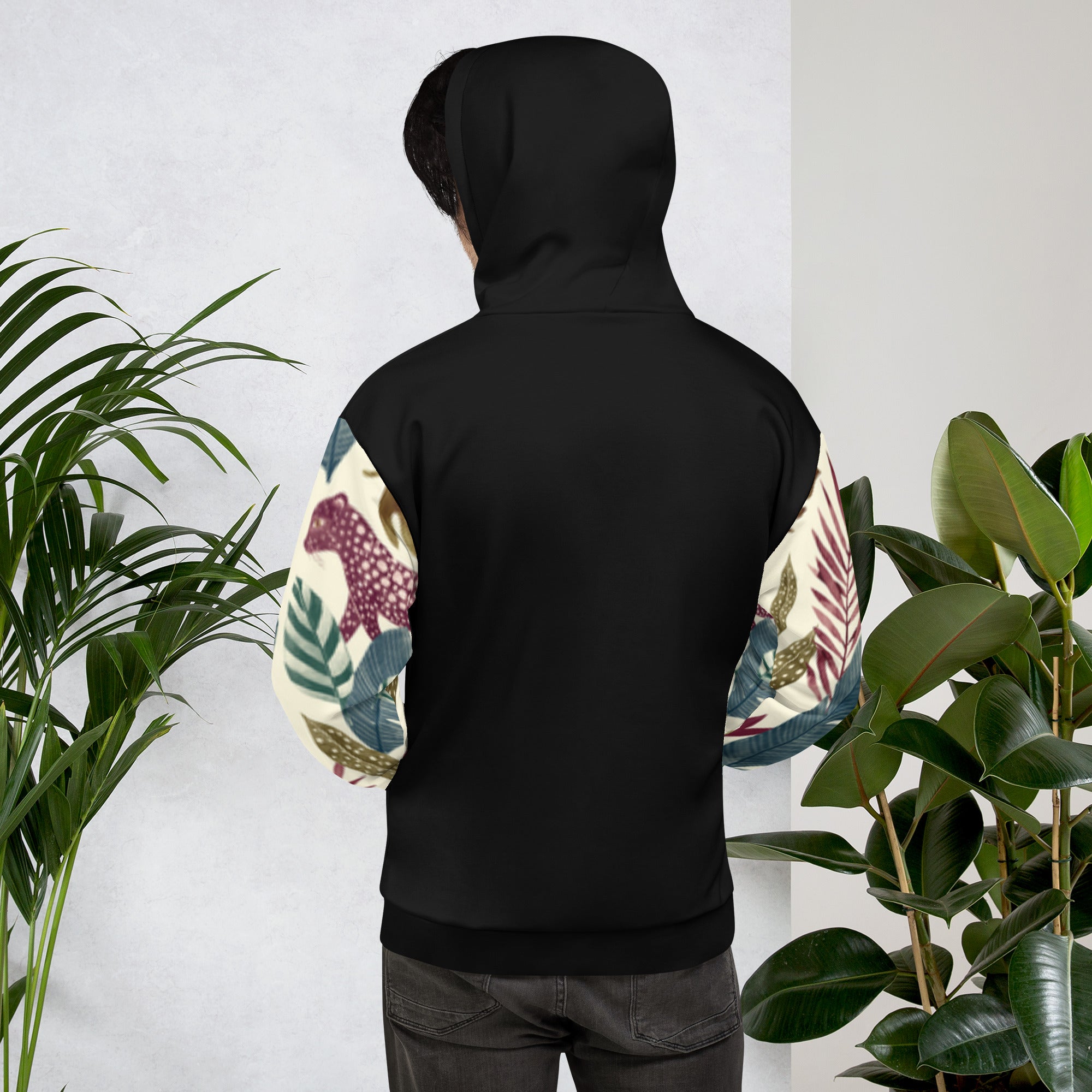 Floral Print Hoodie – White Base with Delicate Botanical Pattern
