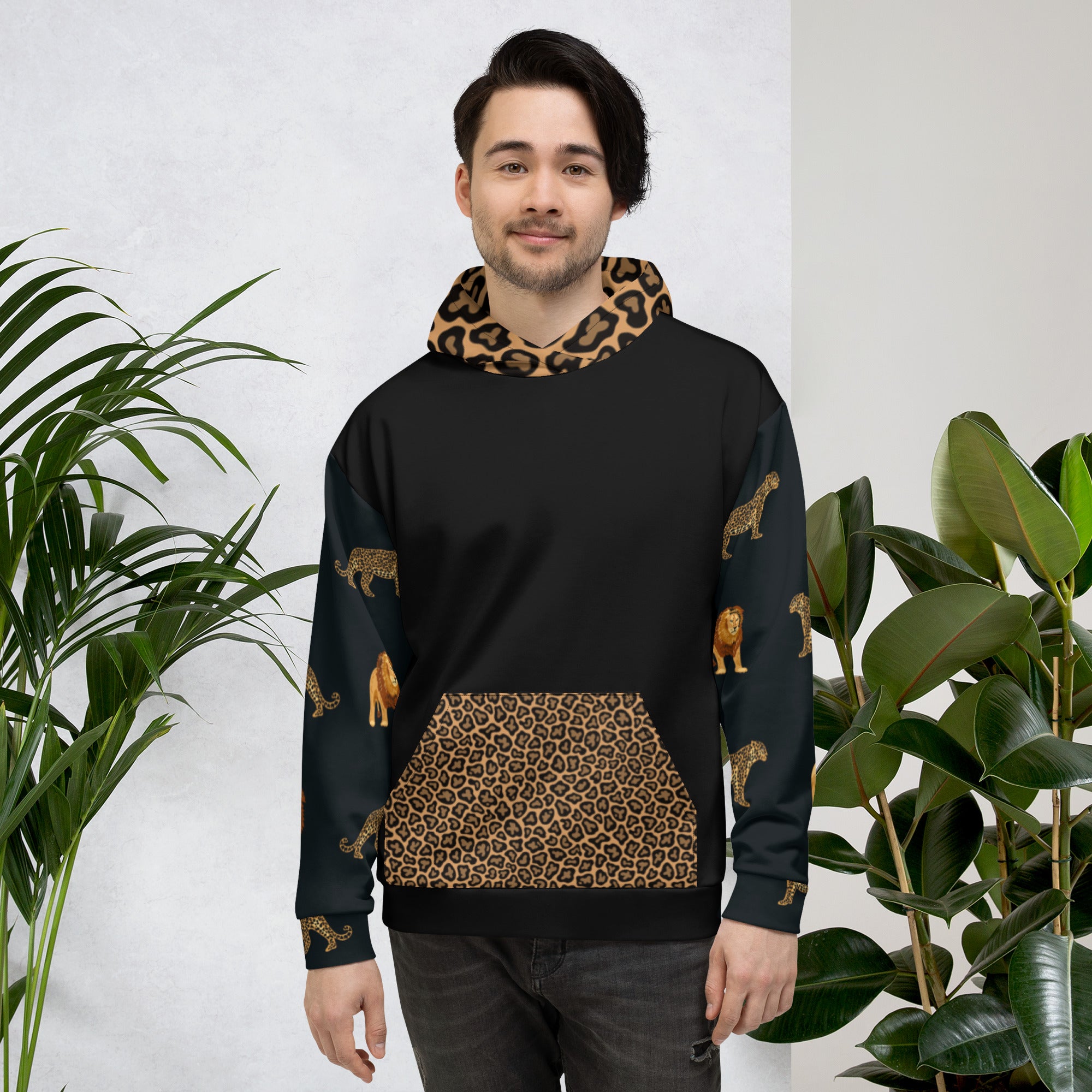 Jaguar and Lion Hoodie – Bold Wildlife Artwork | Empowering Pride Statement