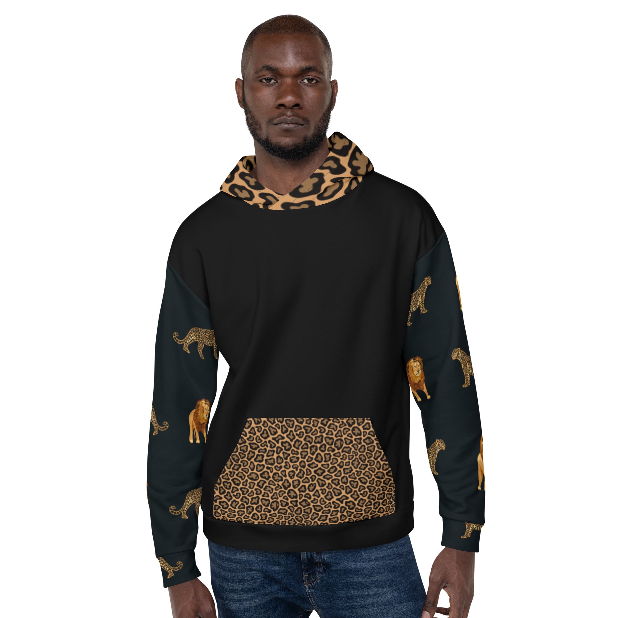 Jaguar and Lion Hoodie – Bold Wildlife Artwork | Empowering Pride Statement