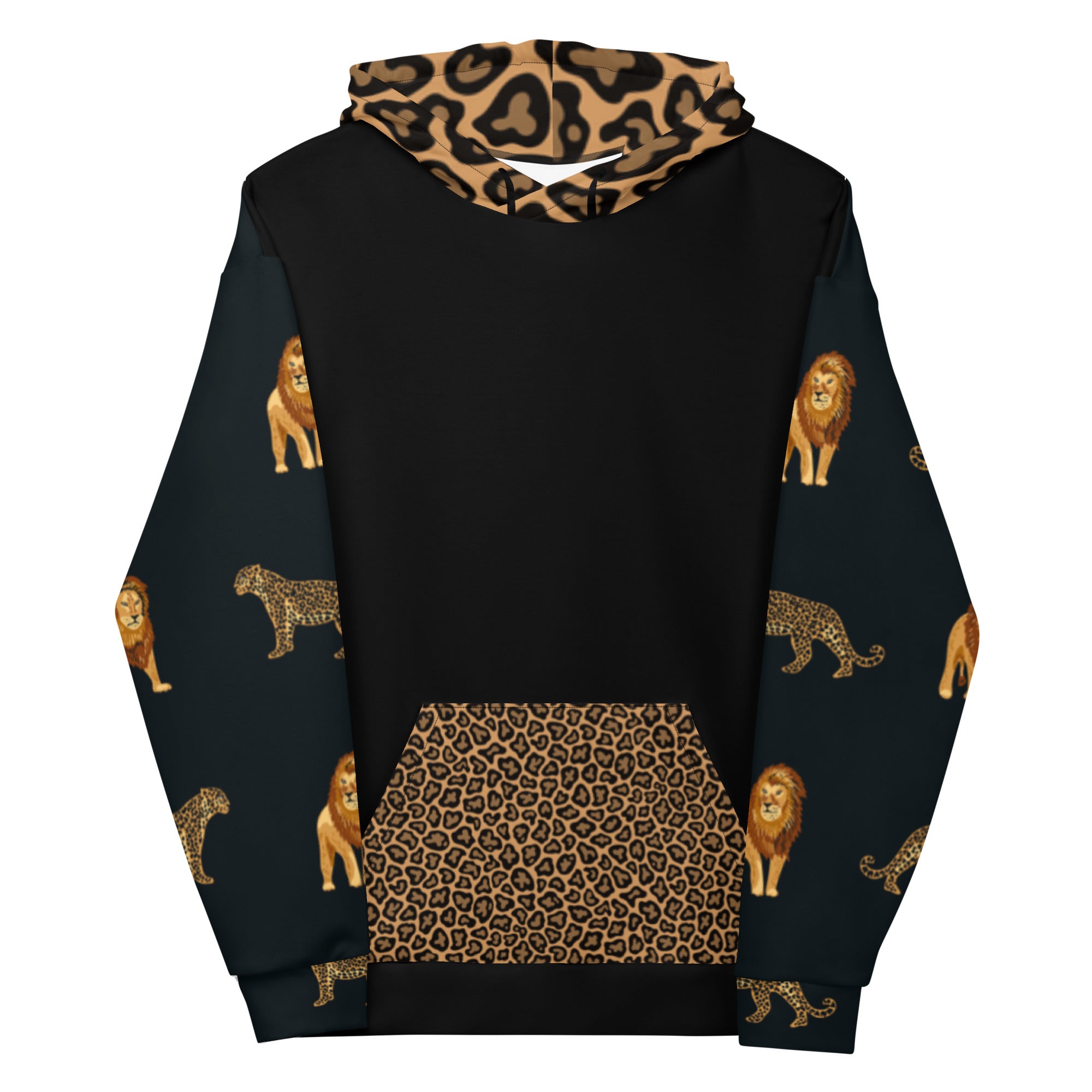 Jaguar and Lion Hoodie – Bold Wildlife Artwork | Empowering Pride Statement
