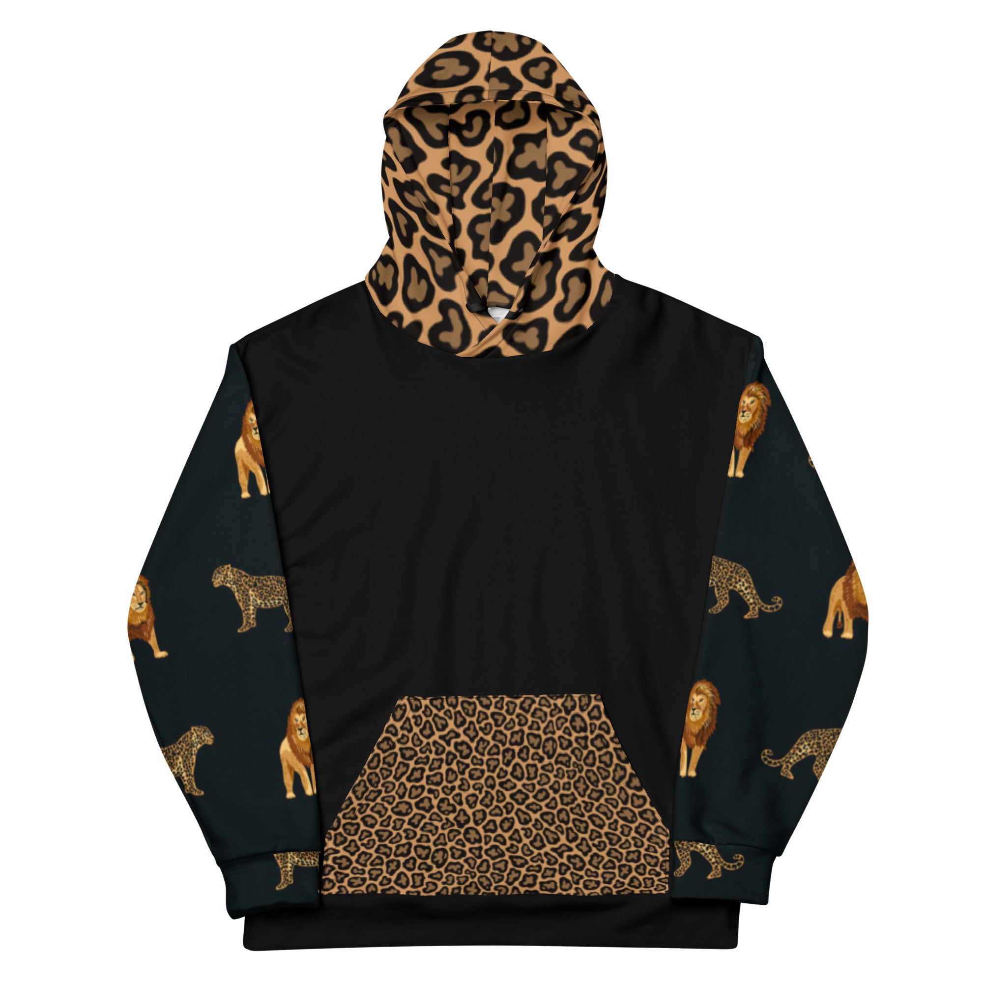 Jaguar and Lion Hoodie – Bold Wildlife Artwork | Empowering Pride Statement