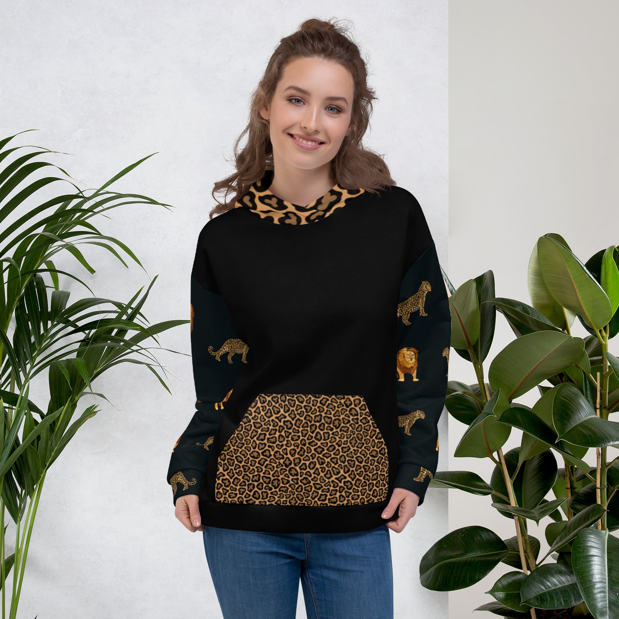 Jaguar and Lion Hoodie – Bold Wildlife Artwork | Empowering Pride Statement