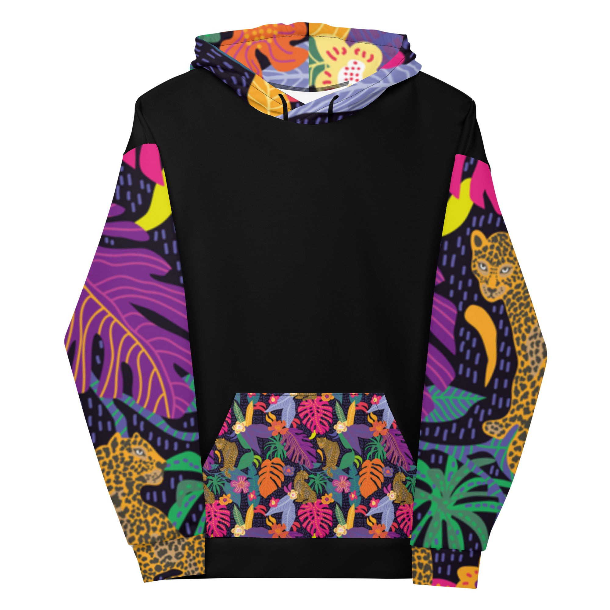Floral Jaguar Hoodie – Colourful Print with Botanical Motifs | Bold & Artistic Streetwear