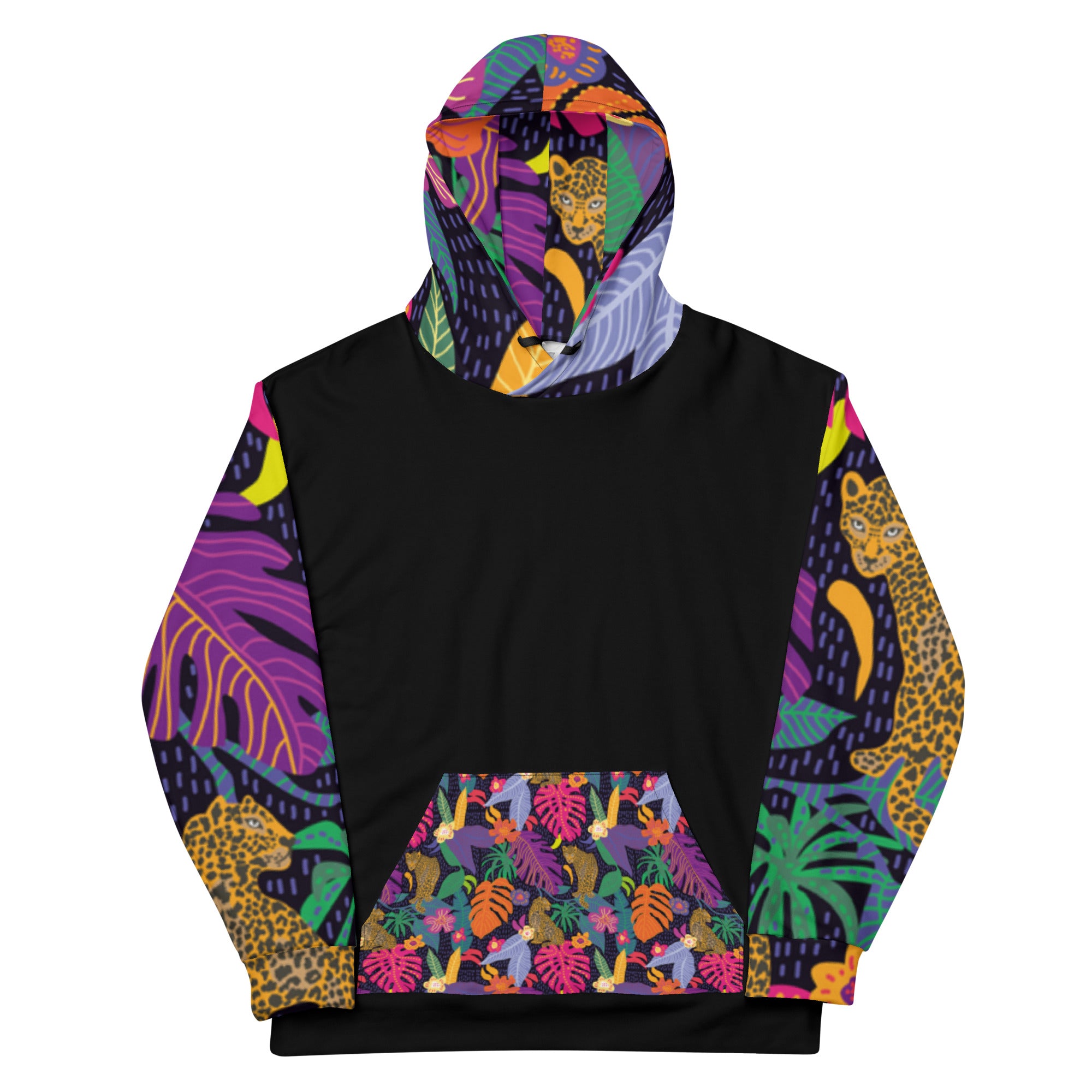 Floral Jaguar Hoodie – Colourful Print with Botanical Motifs | Bold & Artistic Streetwear