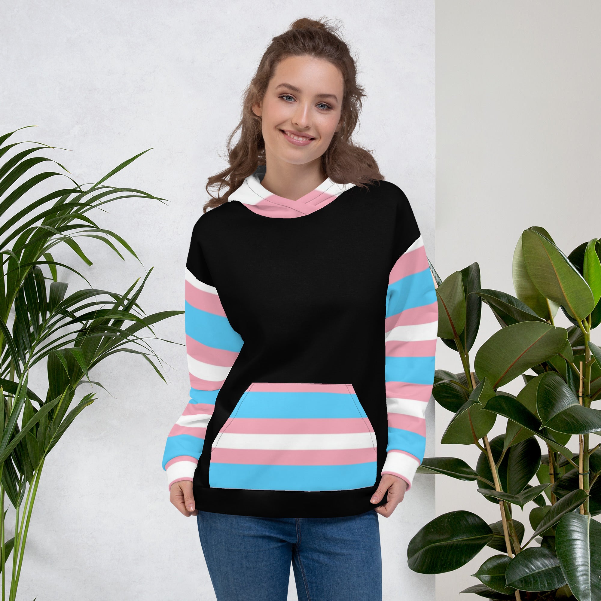 Transgender Pride Flag Hoodie – Light Blue, Pink and White | Inclusive and Comfortable