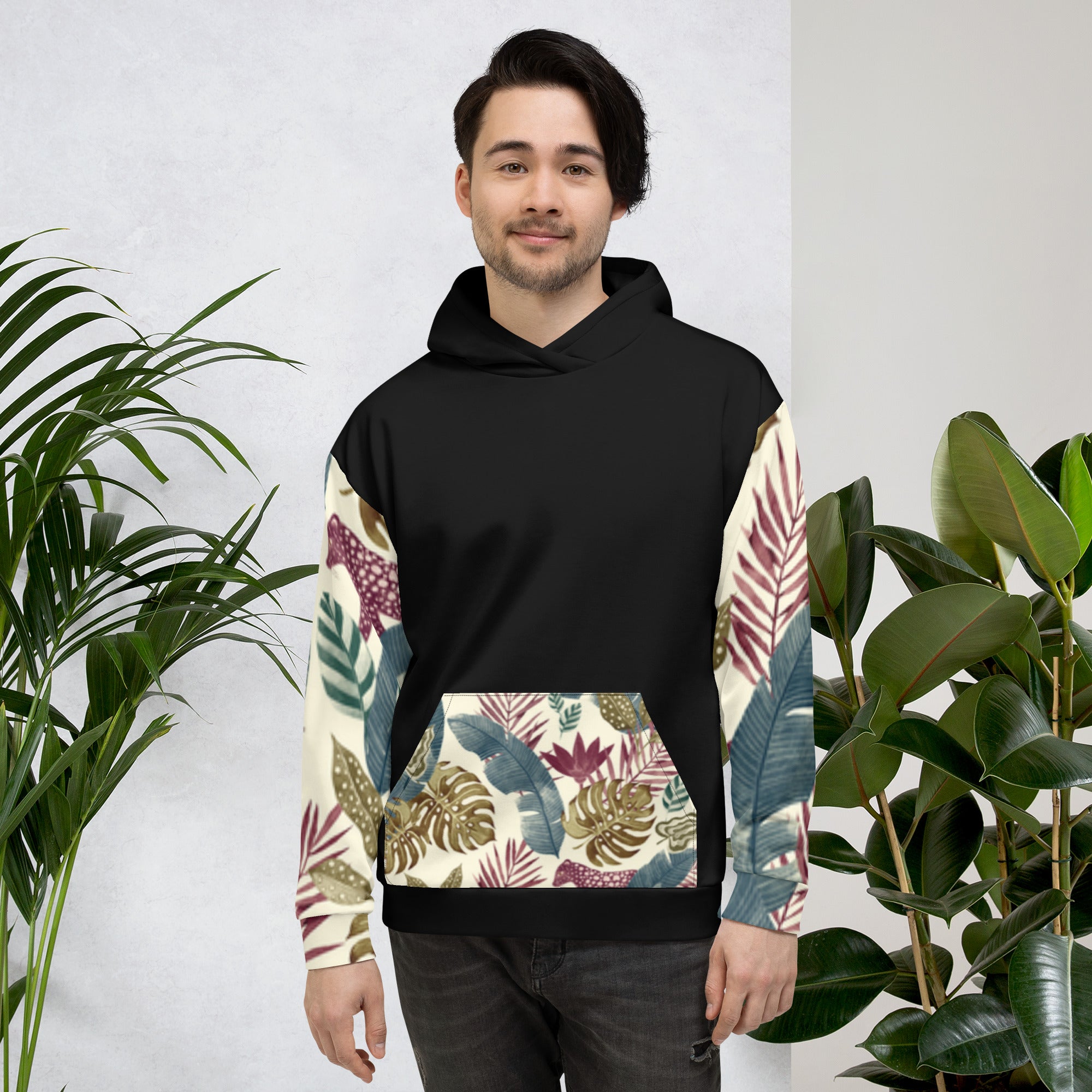 Floral Print Hoodie – White Base with Delicate Botanical Pattern