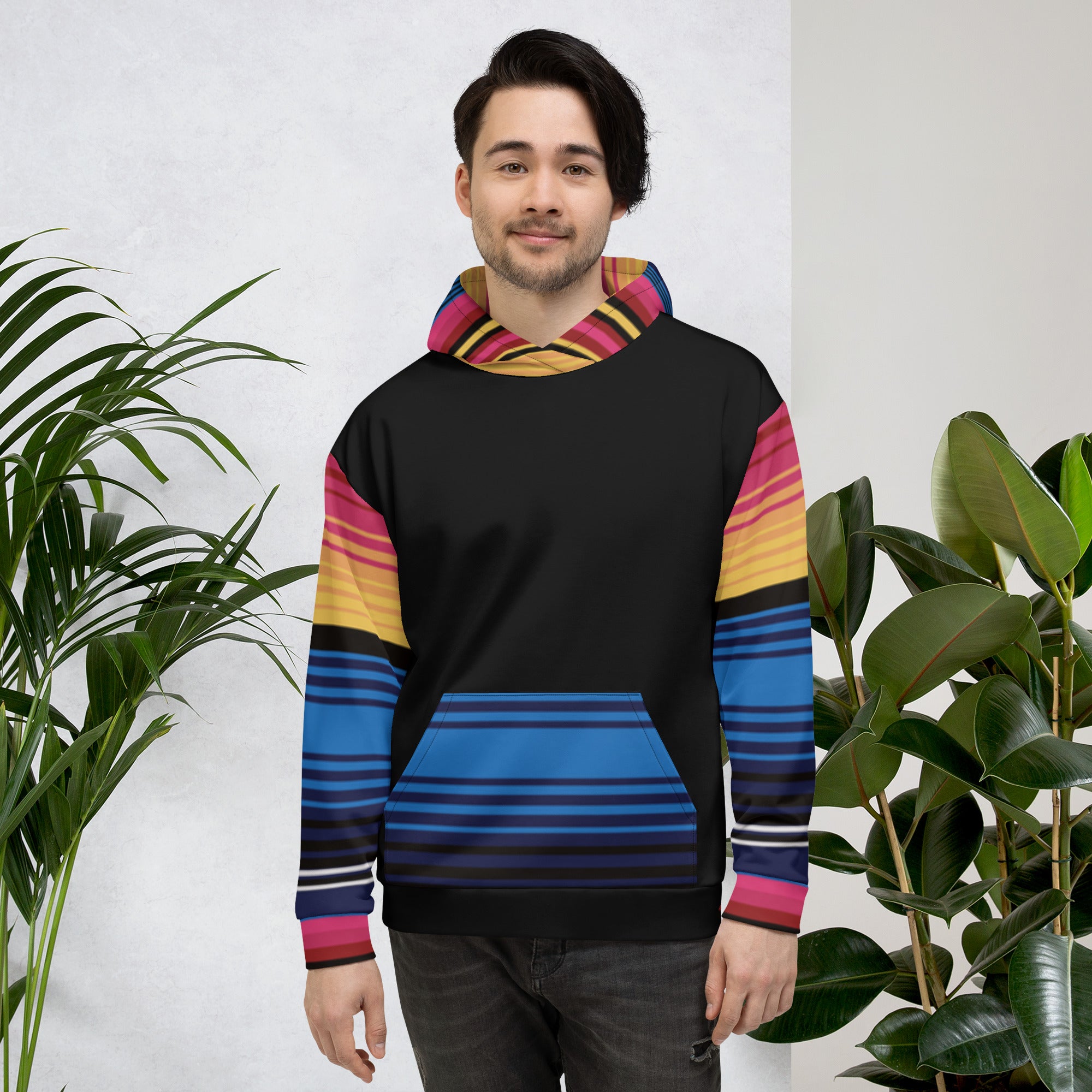 Colour Stripe Hoodie – Bold Style with Black Contrast