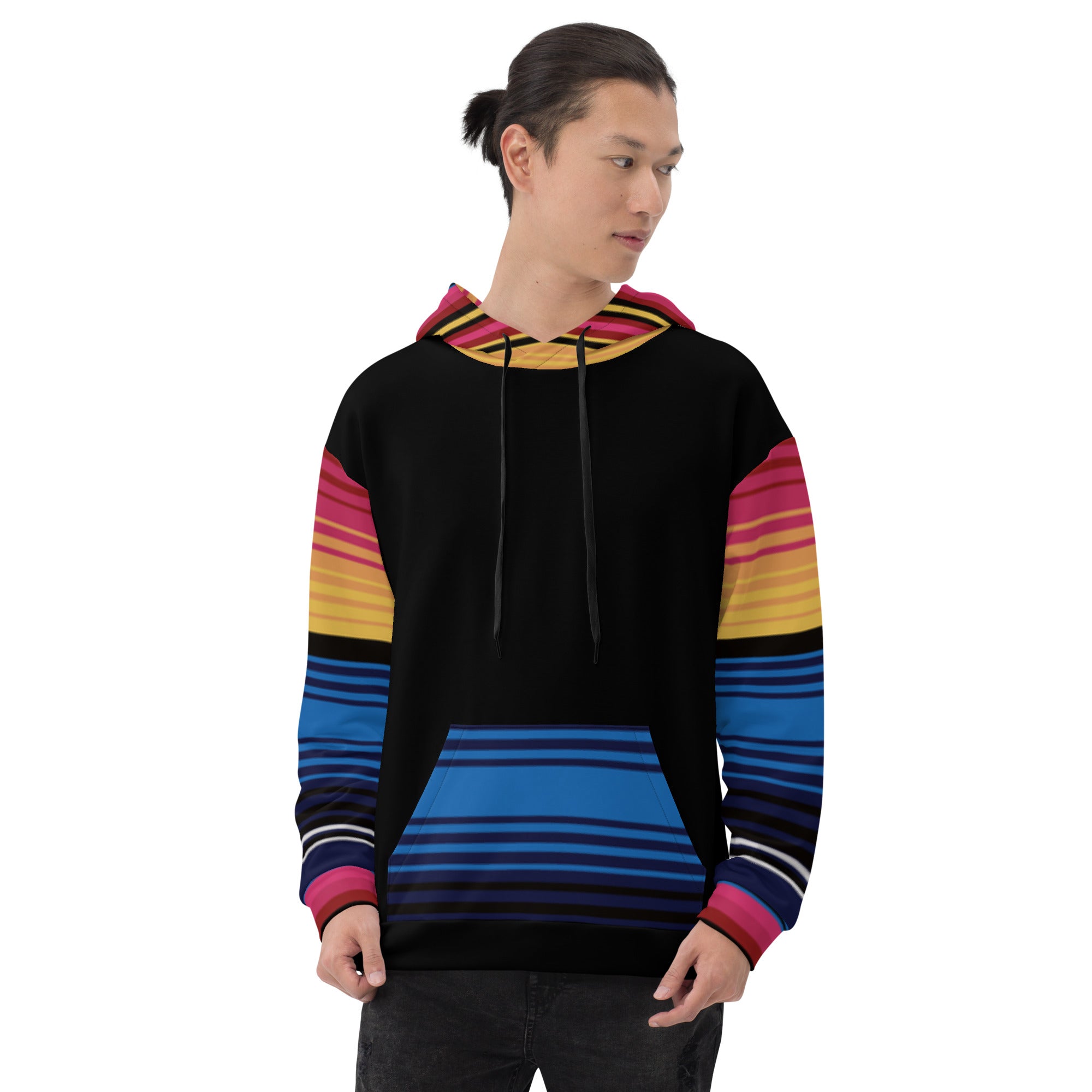 Colour Stripe Hoodie – Bold Style with Black Contrast