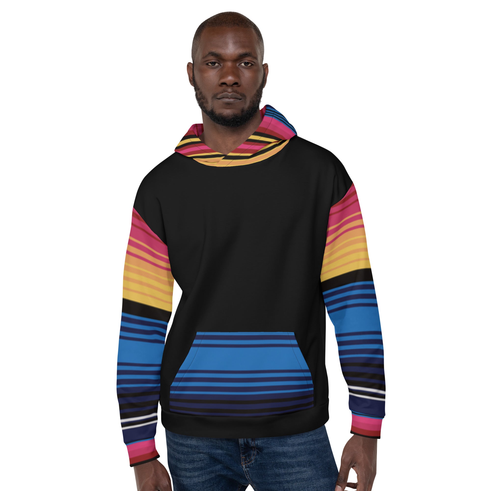 Colour Stripe Hoodie – Bold Style with Black Contrast