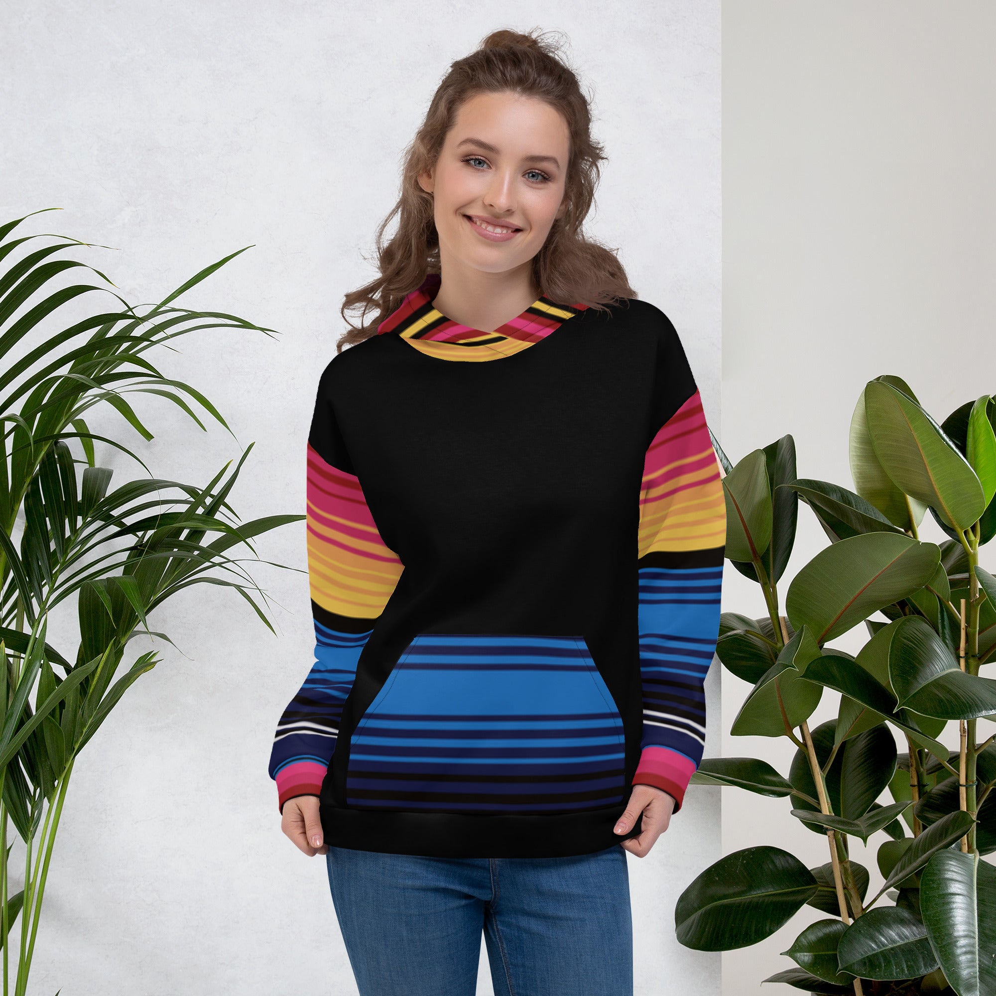 Colour Stripe Hoodie – Bold Style with Black Contrast