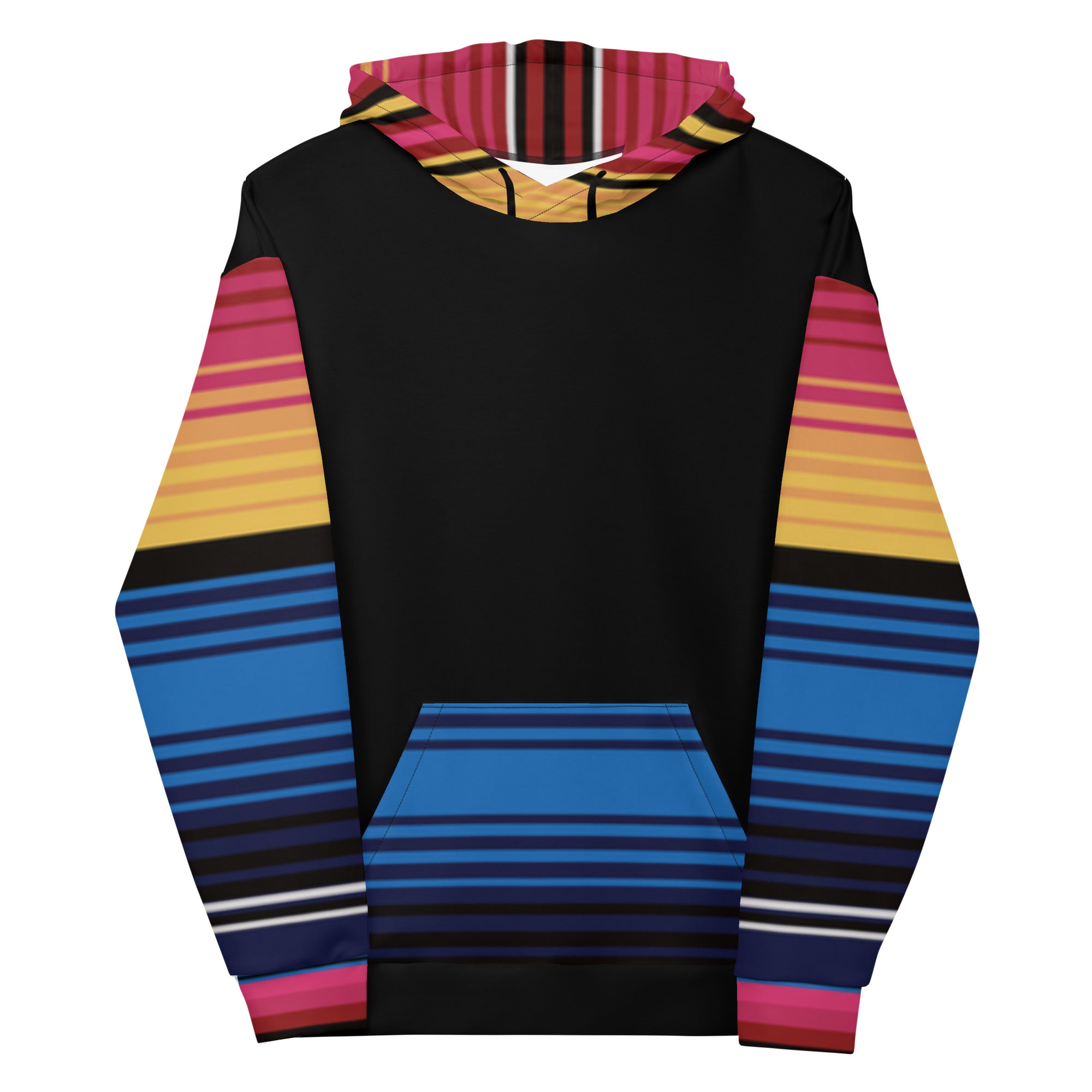 Colour Stripe Hoodie – Bold Style with Black Contrast
