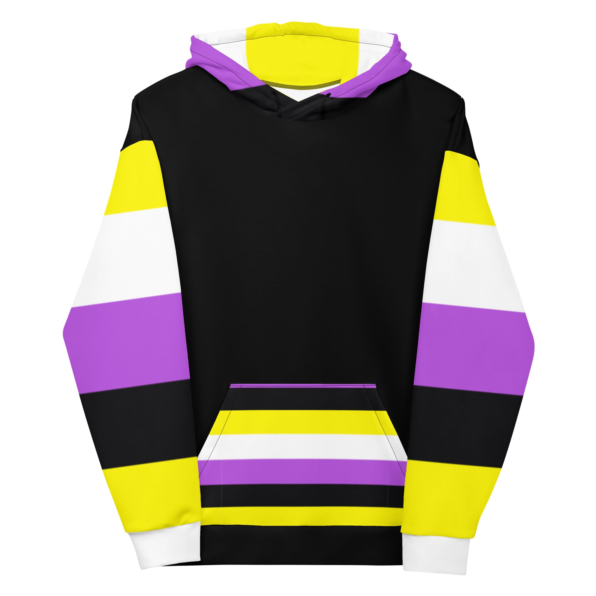 Non-Binary Pride Hoodie – Inclusive Yellow, White, Purple and Black Flag Design | Comfortable Fit