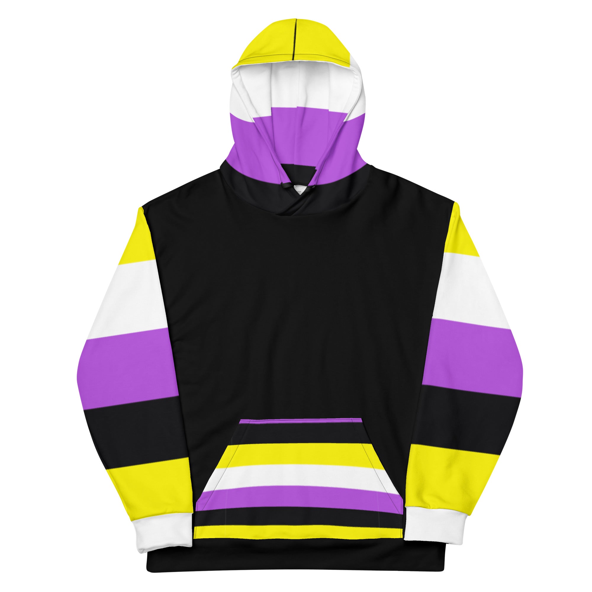 Non-Binary Pride Hoodie – Inclusive Yellow, White, Purple and Black Flag Design | Comfortable Fit