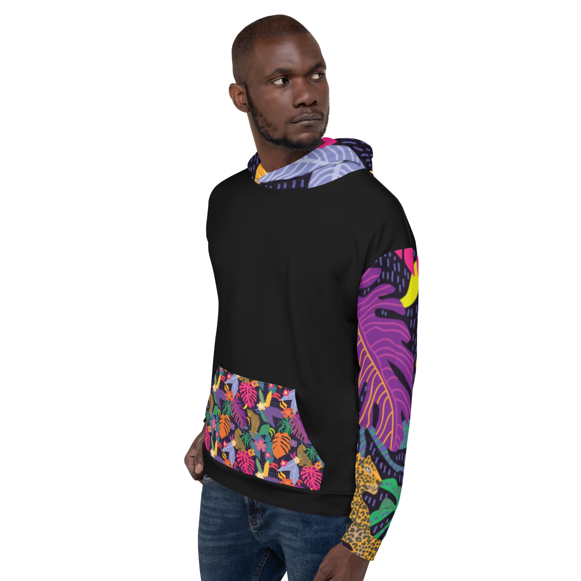 Floral Jaguar Hoodie – Colourful Print with Botanical Motifs | Bold & Artistic Streetwear