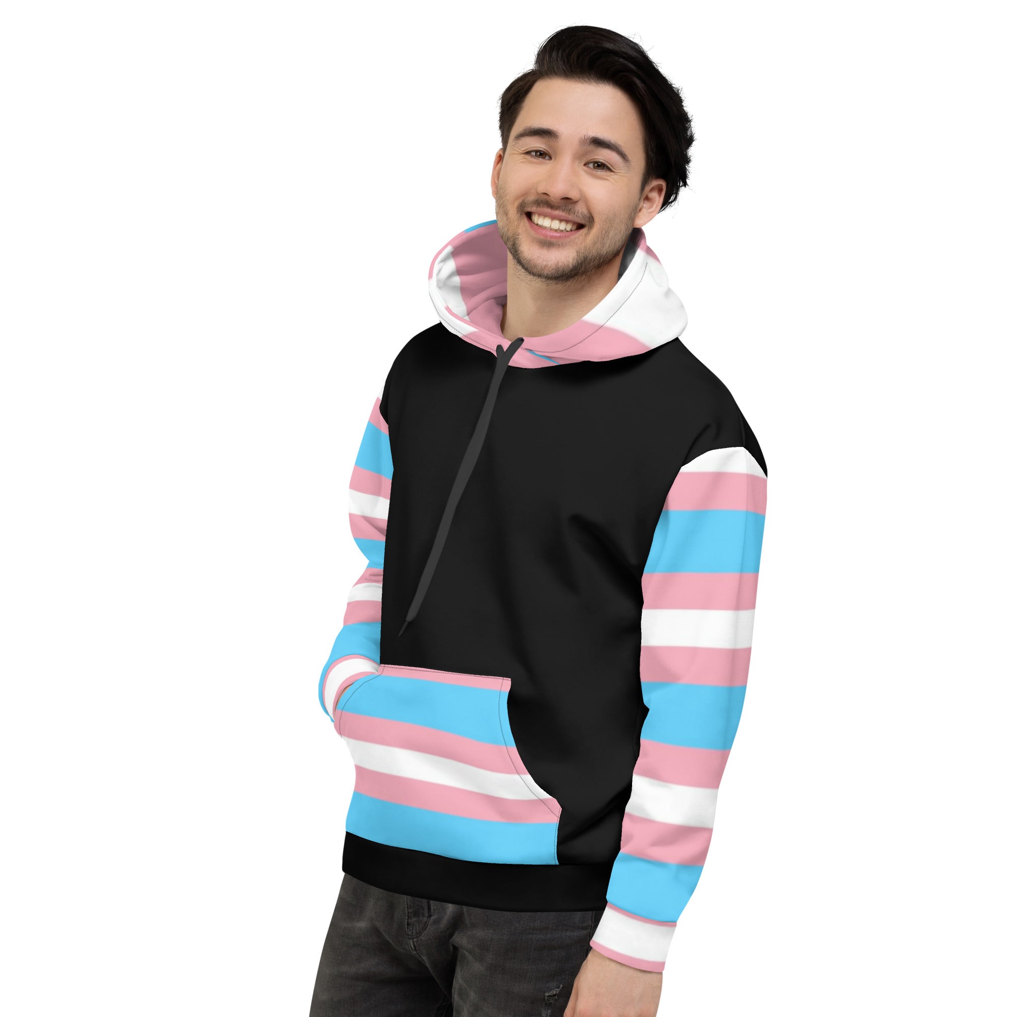 Transgender Pride Flag Hoodie – Light Blue, Pink and White | Inclusive and Comfortable