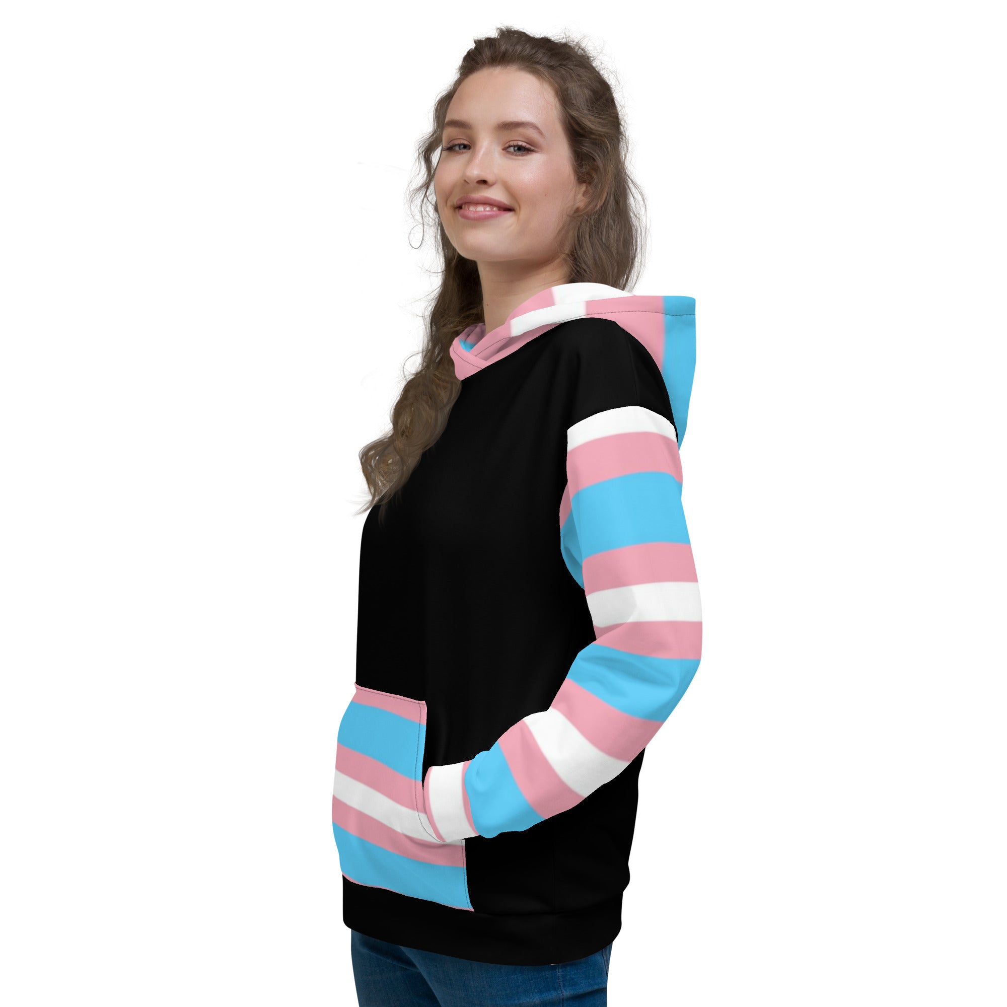 Transgender Pride Flag Hoodie – Light Blue, Pink and White | Inclusive and Comfortable