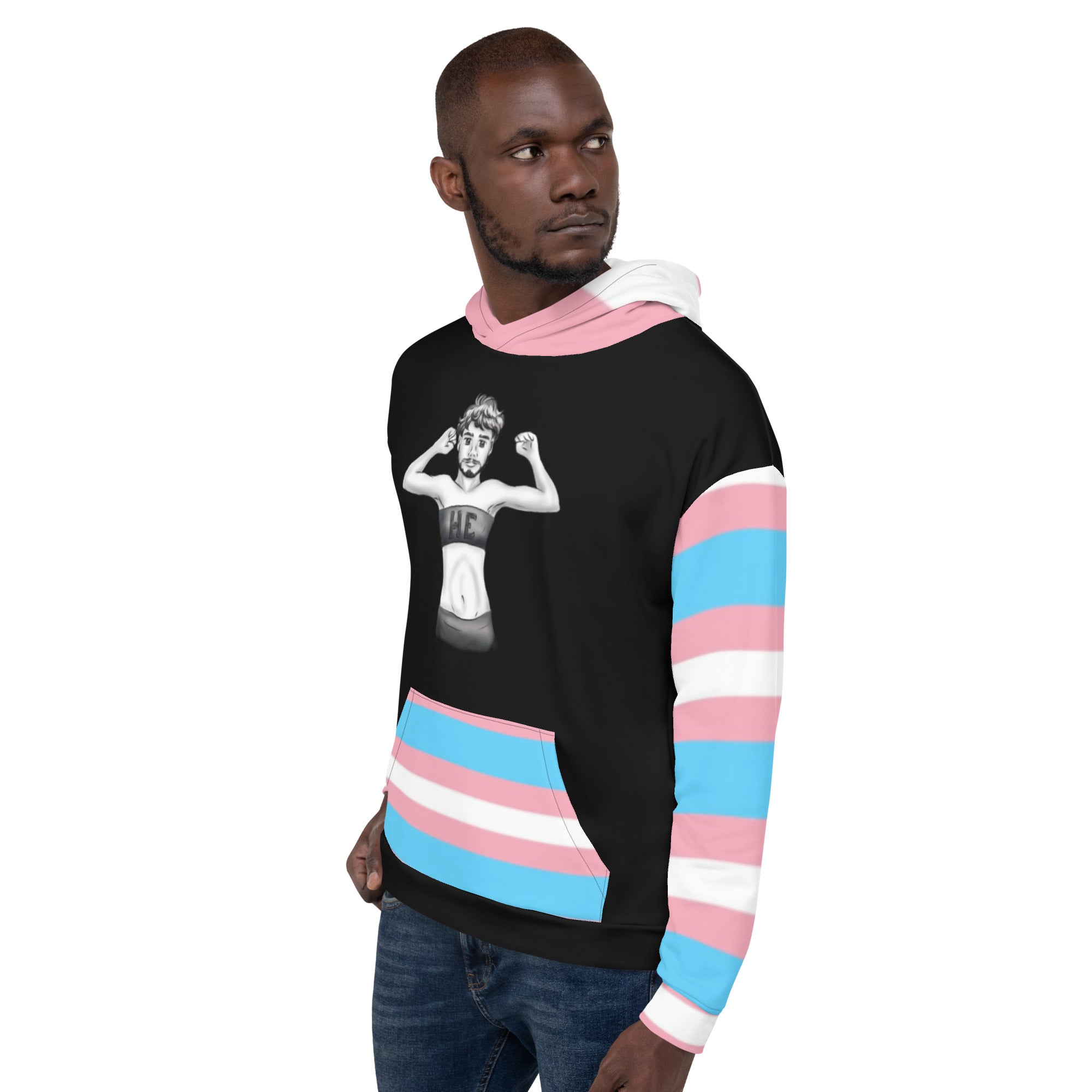 Transgender Pride Flag Hoodie – Light Blue, Pink and White Statement Piece