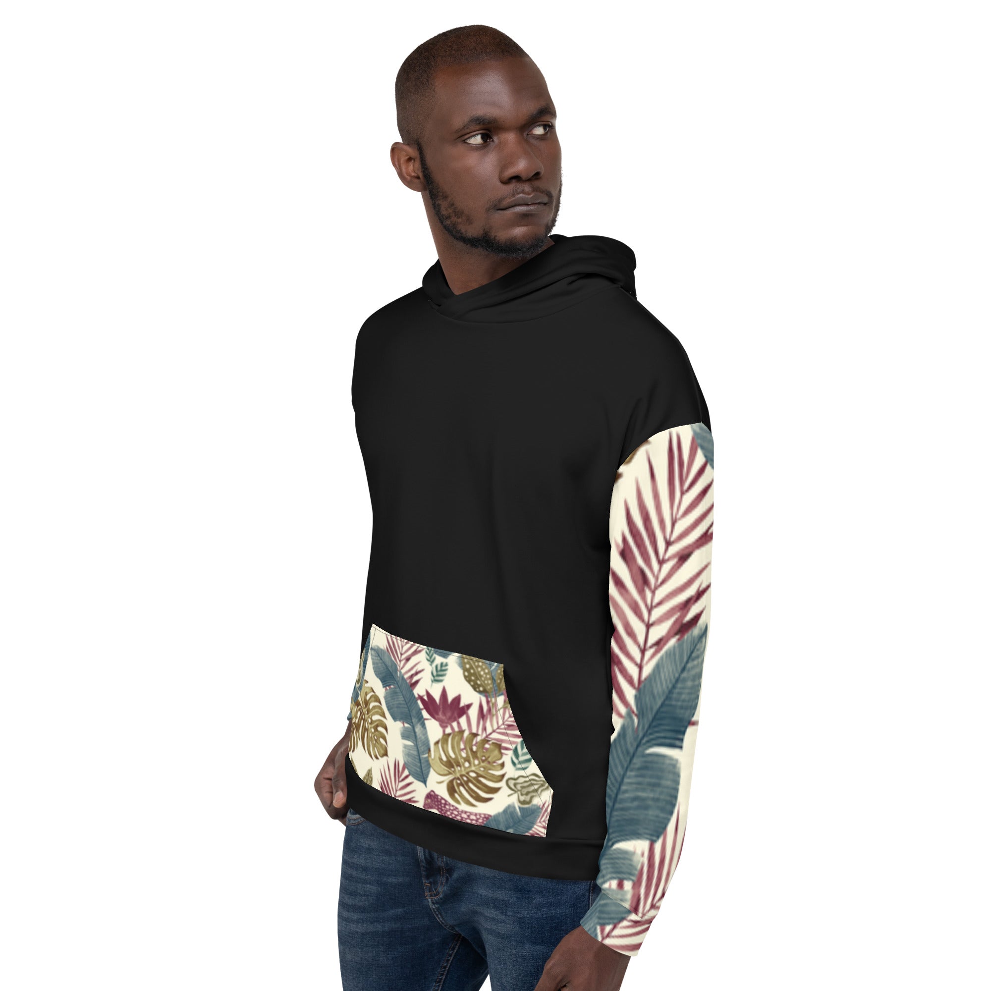 Floral Print Hoodie – White Base with Delicate Botanical Pattern