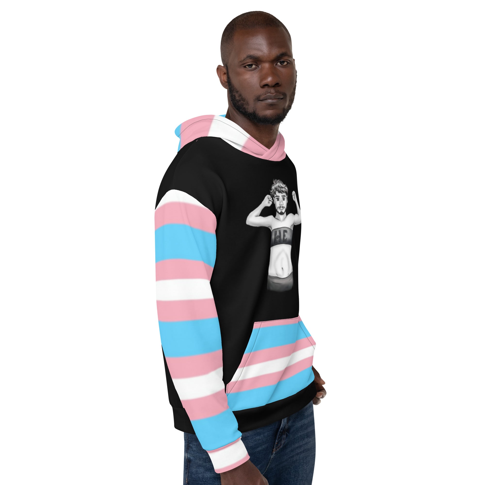 Transgender Pride Flag Hoodie – Light Blue, Pink and White Statement Piece