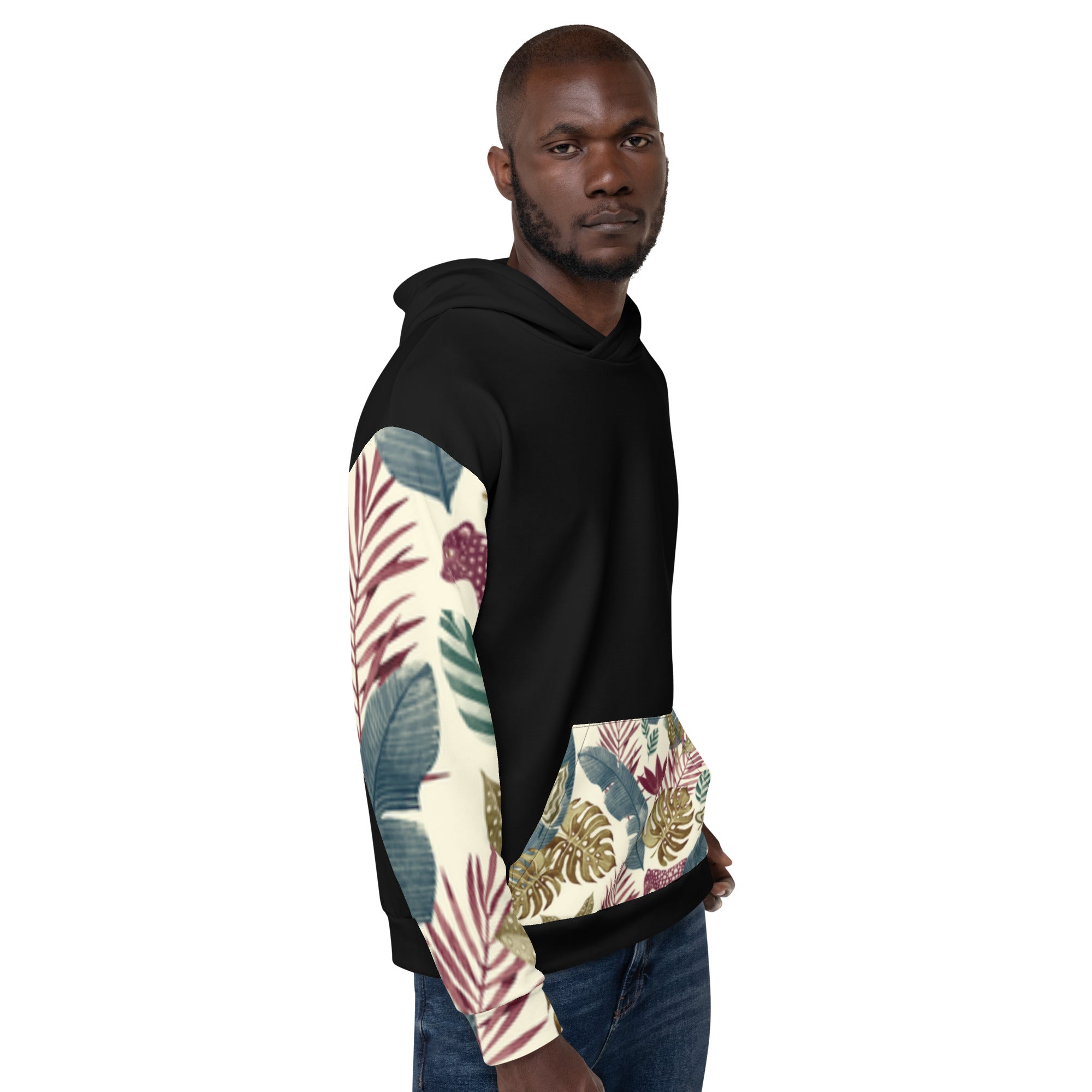 Floral Print Hoodie – White Base with Delicate Botanical Pattern