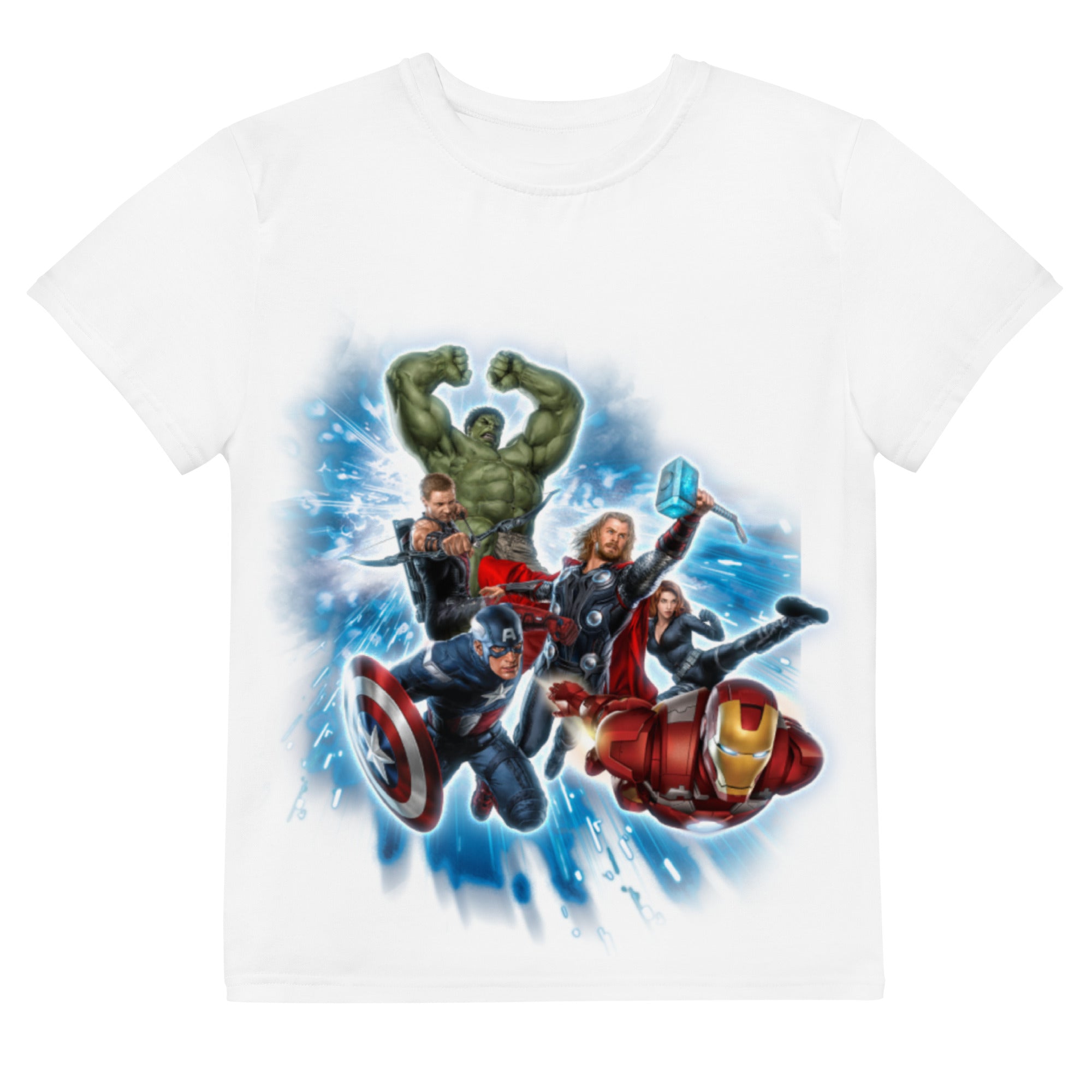 Youth Crew Neck T-Shirt – Diverse Superheroes Print | Black Cotton Tee for Kids | Voce Lindx