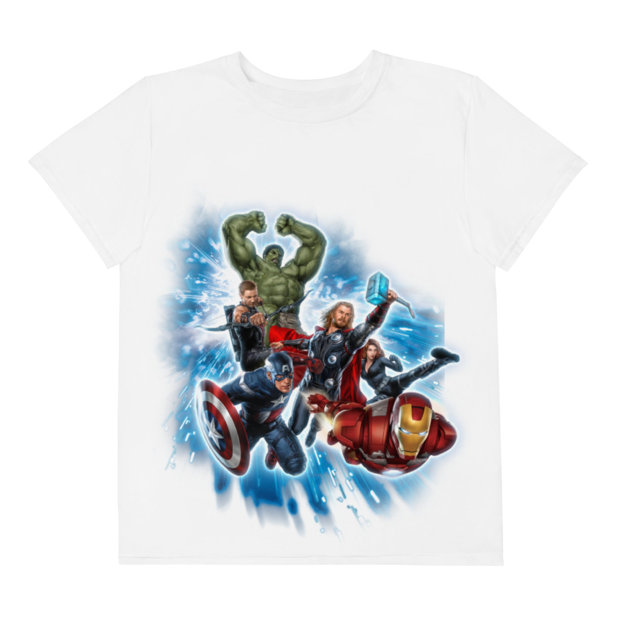 Youth Crew Neck T-Shirt – Diverse Superheroes Print | Black Cotton Tee for Kids | Voce Lindx