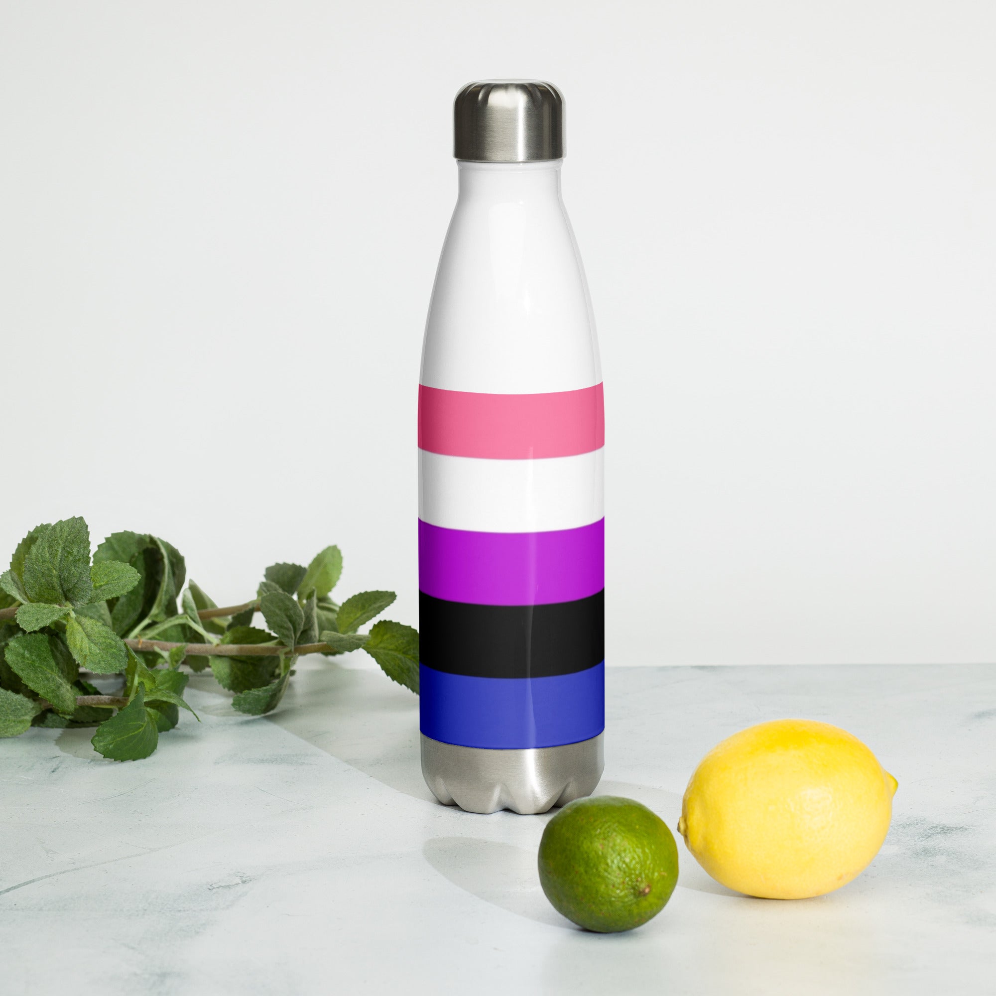 Genderfluid Pride Flag Stainless Steel Water Bottle – 500ml BPA-Free Insulated Reusable Flask | LGBTQIA+ Visibility Edition