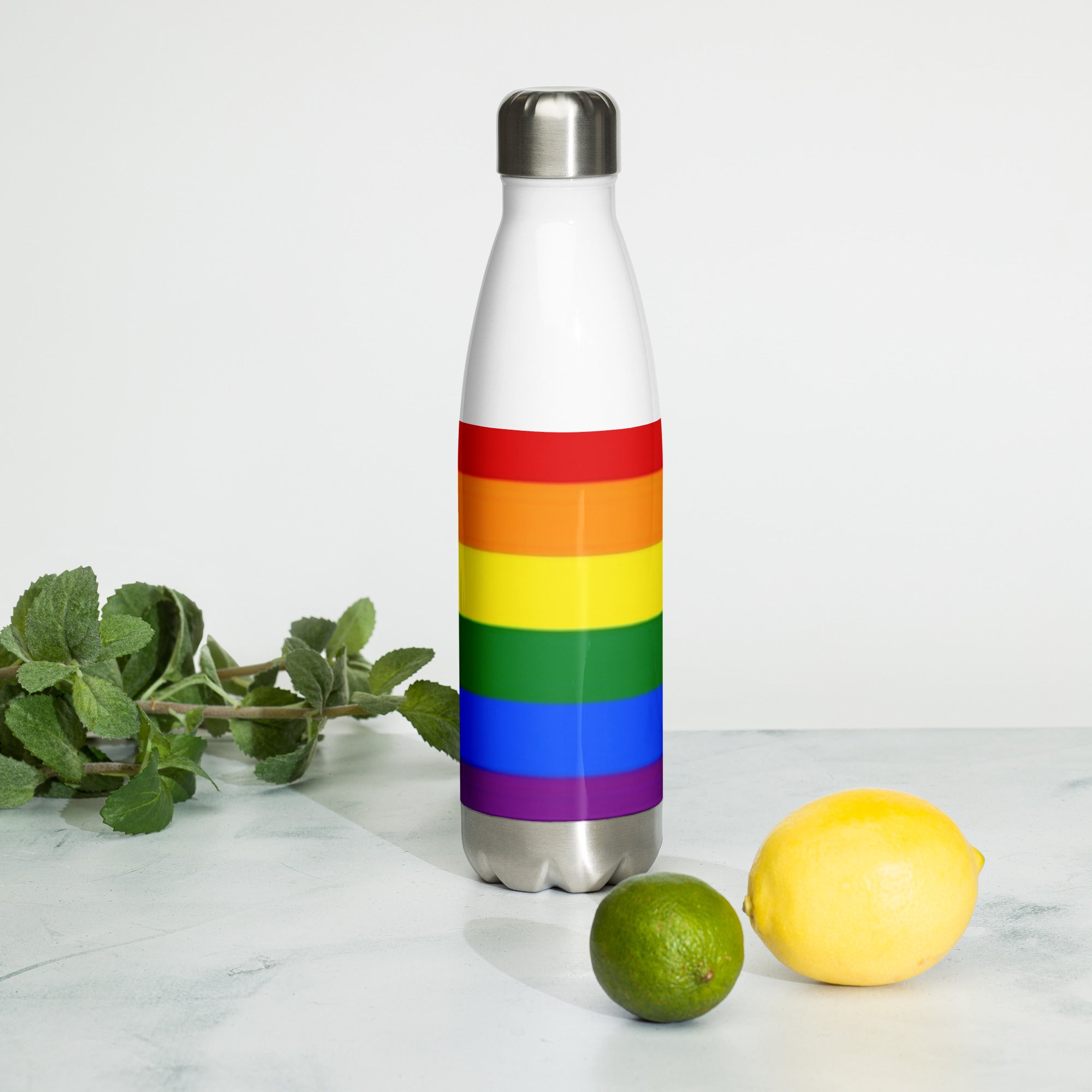 VOCE LINDX LGBTQIA+ 6‑Colours Flag Stainless Steel Water Bottle – 500 ml Vacuum‑Insulated, Leak‑Proof, Gloss Finish