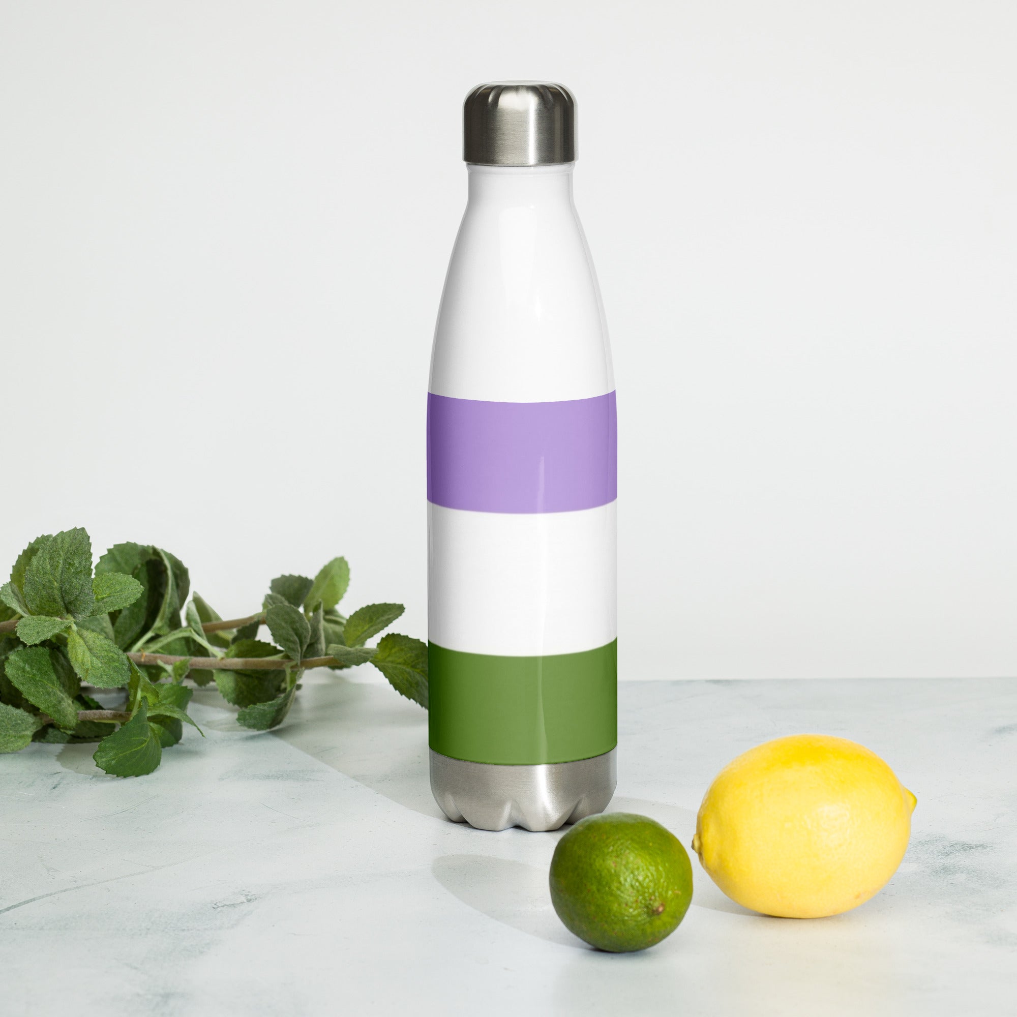 Stainless Steel Water Bottle – Genderqueer Flag | Inclusive Gender-Neutral Drinkware