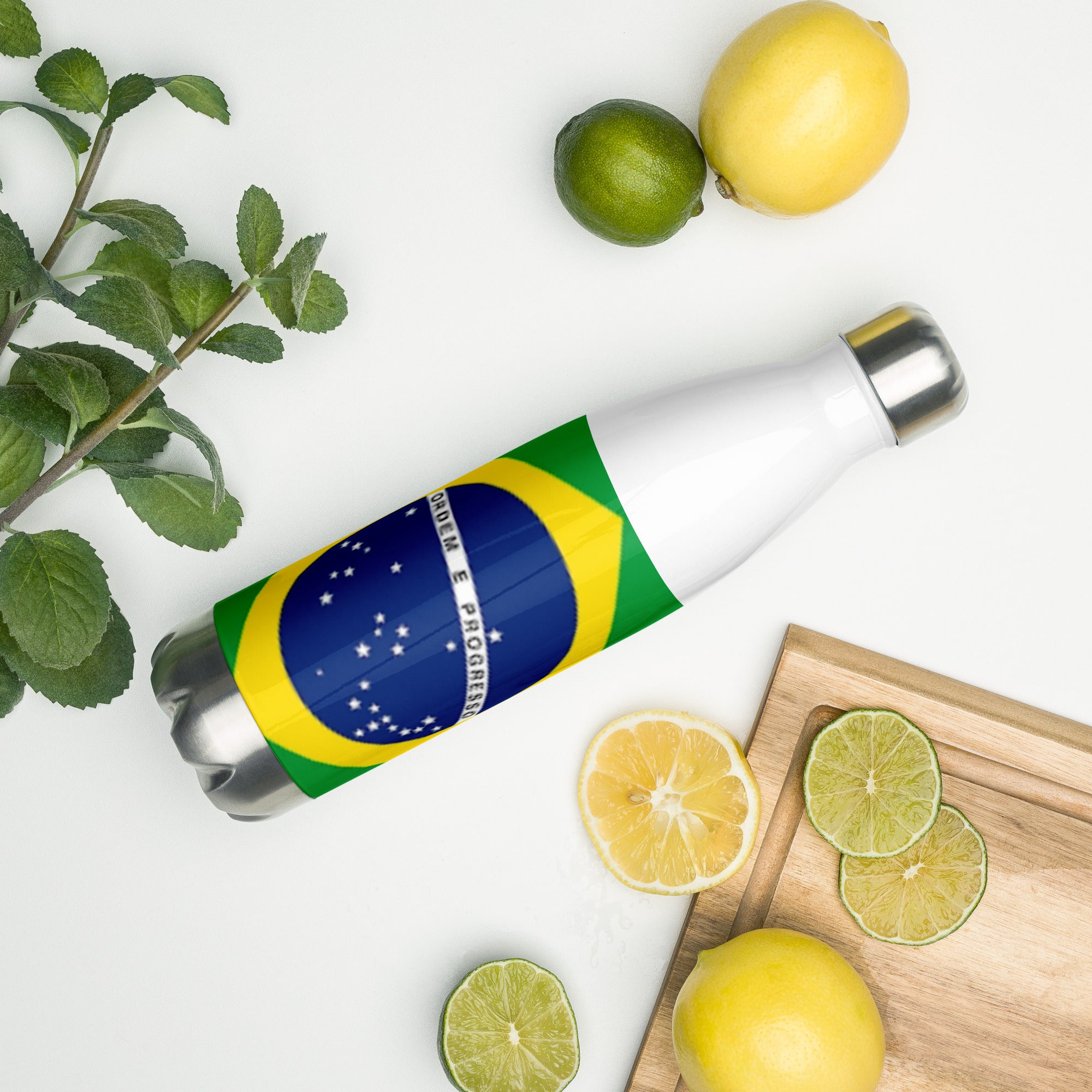 VOCE LINDX Brazil Flag Stainless Steel Water Bottle – 500ml Vacuum-Insulated, Leak-Proof, BPA-Free Travel Flask