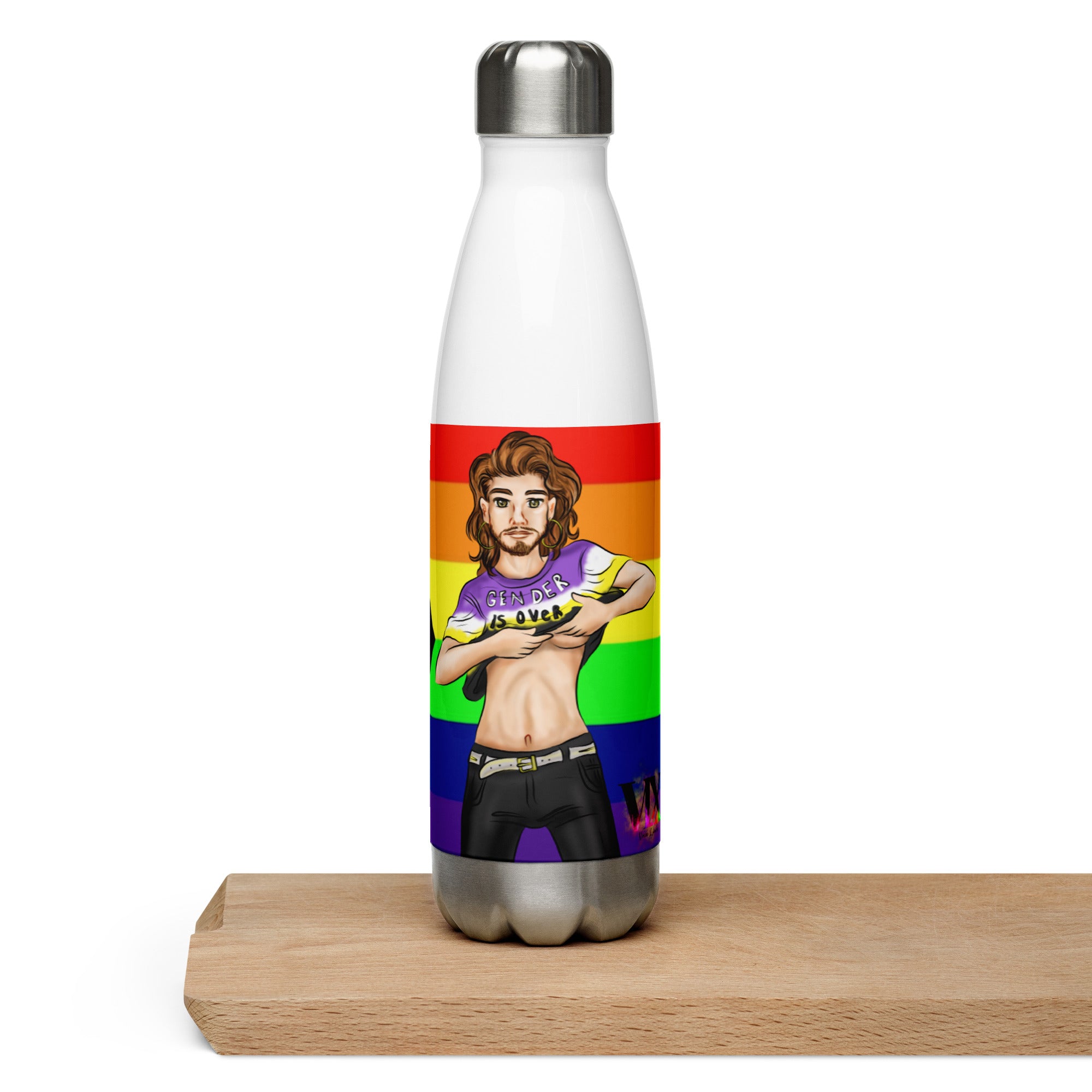 VOCE LINDX Intersex-Inclusive Nonbinary “Gender Is Over” Stainless Steel Water Bottle – 500 ml Vacuum Flask, Leak‑Proof