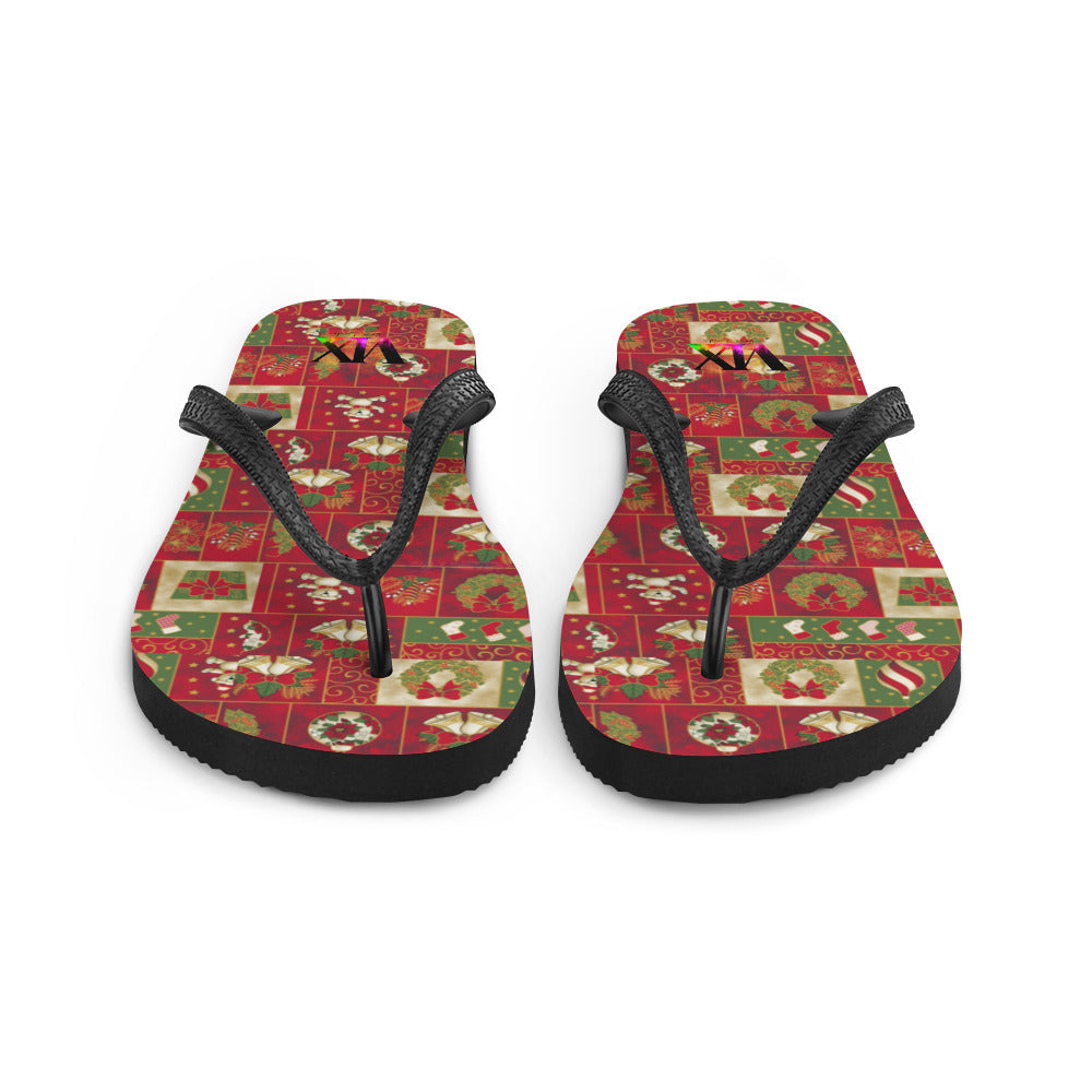 Christmas Santa Red Flip-Flops – Holiday Sandals with Cushioned Sole | Festive Footwear for Christmas Cheer