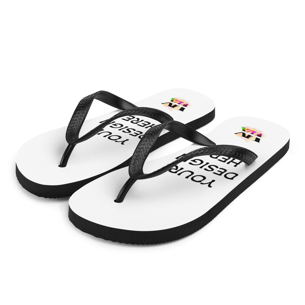Custom White Flip-Flops with Black Straps – Personalised Design | Voce Lindx