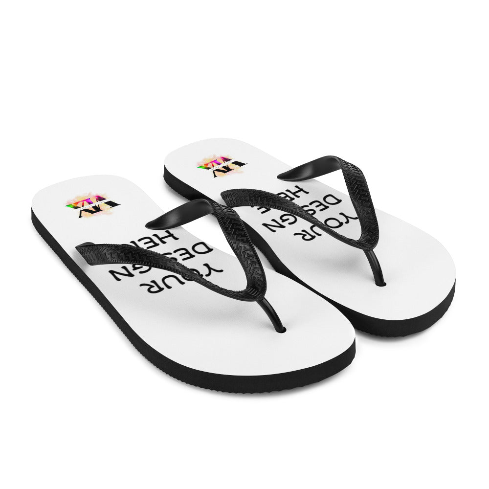 Custom White Flip-Flops with Black Straps – Personalised Design | Voce Lindx