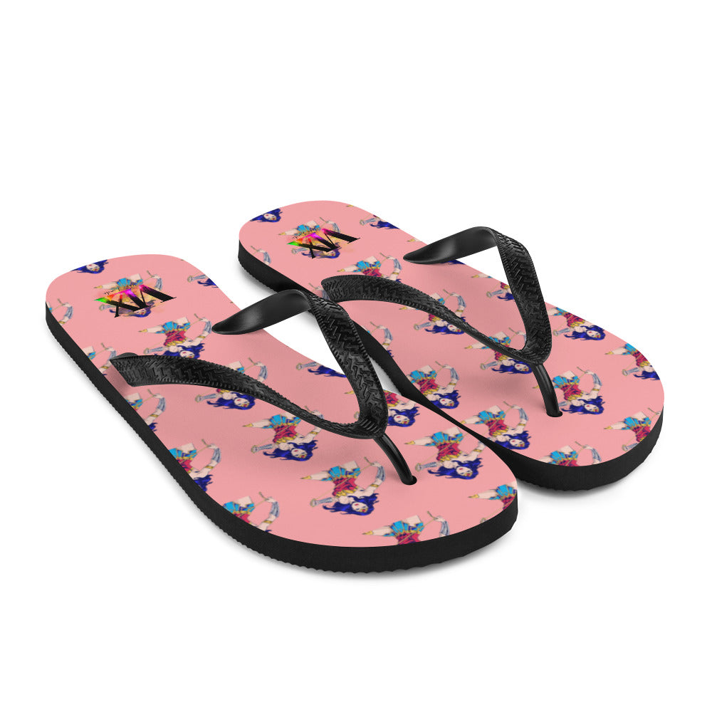 Wonder Woman Flip-Flops – Pink Background Comic Print Sandals with Cushioned Sole | Empowerment Footwear for All
