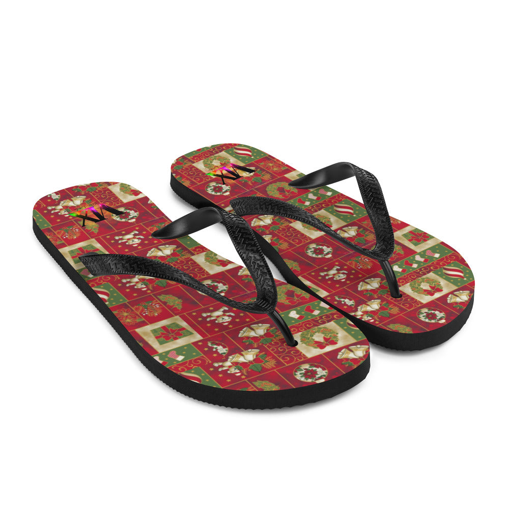 Christmas Santa Red Flip-Flops – Holiday Sandals with Cushioned Sole | Festive Footwear for Christmas Cheer