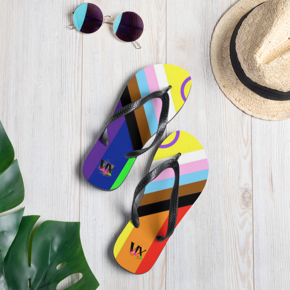 VOCE LINDX Intersex Pride Flip‑Flops – Rubber Sole with Soft Lined Strap & Non‑Slip Grip – Inclusive Summer Footwear