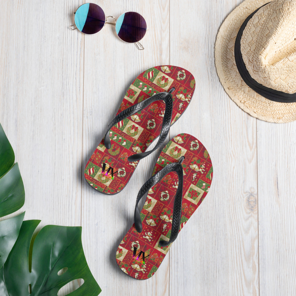 Christmas Santa Red Flip-Flops – Holiday Sandals with Cushioned Sole | Festive Footwear for Christmas Cheer