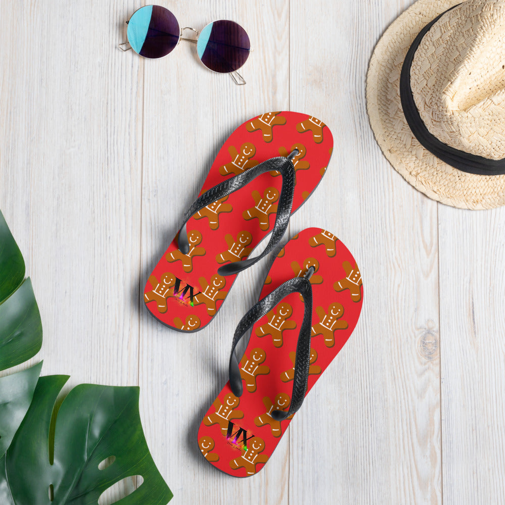 VOCE LINDX Christmas Cookies Flip‑Flops – Festive Design, Cushioned Sole & Non‑Slip Grip – Seasonal Summer Footwear