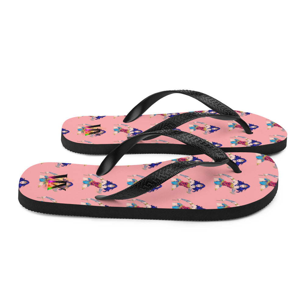 Wonder Woman Flip-Flops – Pink Background Comic Print Sandals with Cushioned Sole | Empowerment Footwear for All
