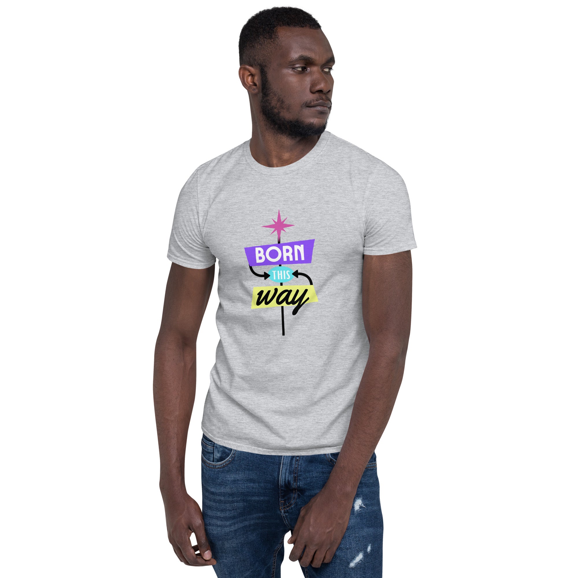 Born This Way” Pride T-Shirt – 100% Cotton Softstyle Short Sleeve Tee | LGBTQIA+ Empowerment Design