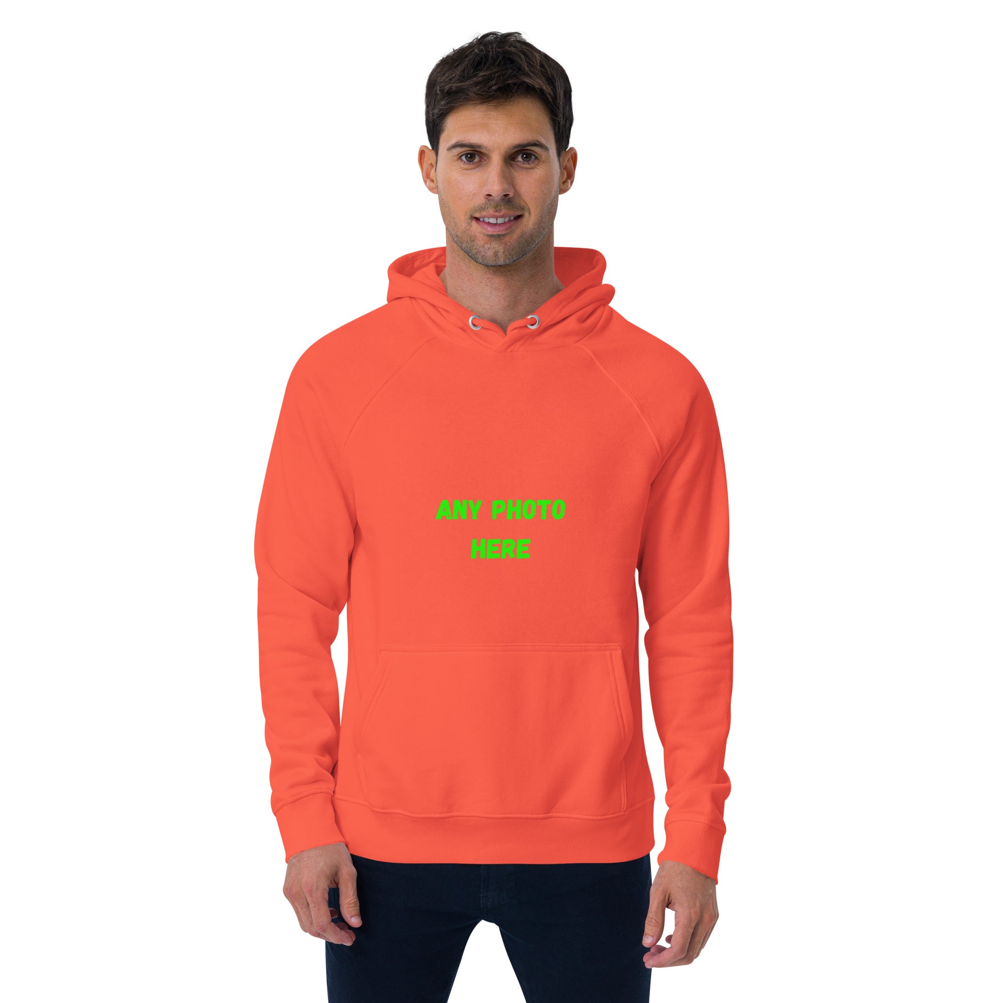 VOCE LINDX Eco Raglan Hoodie – Upload Your Photo or Design – Organic Cotton Comfort, Sustainable & Customisable