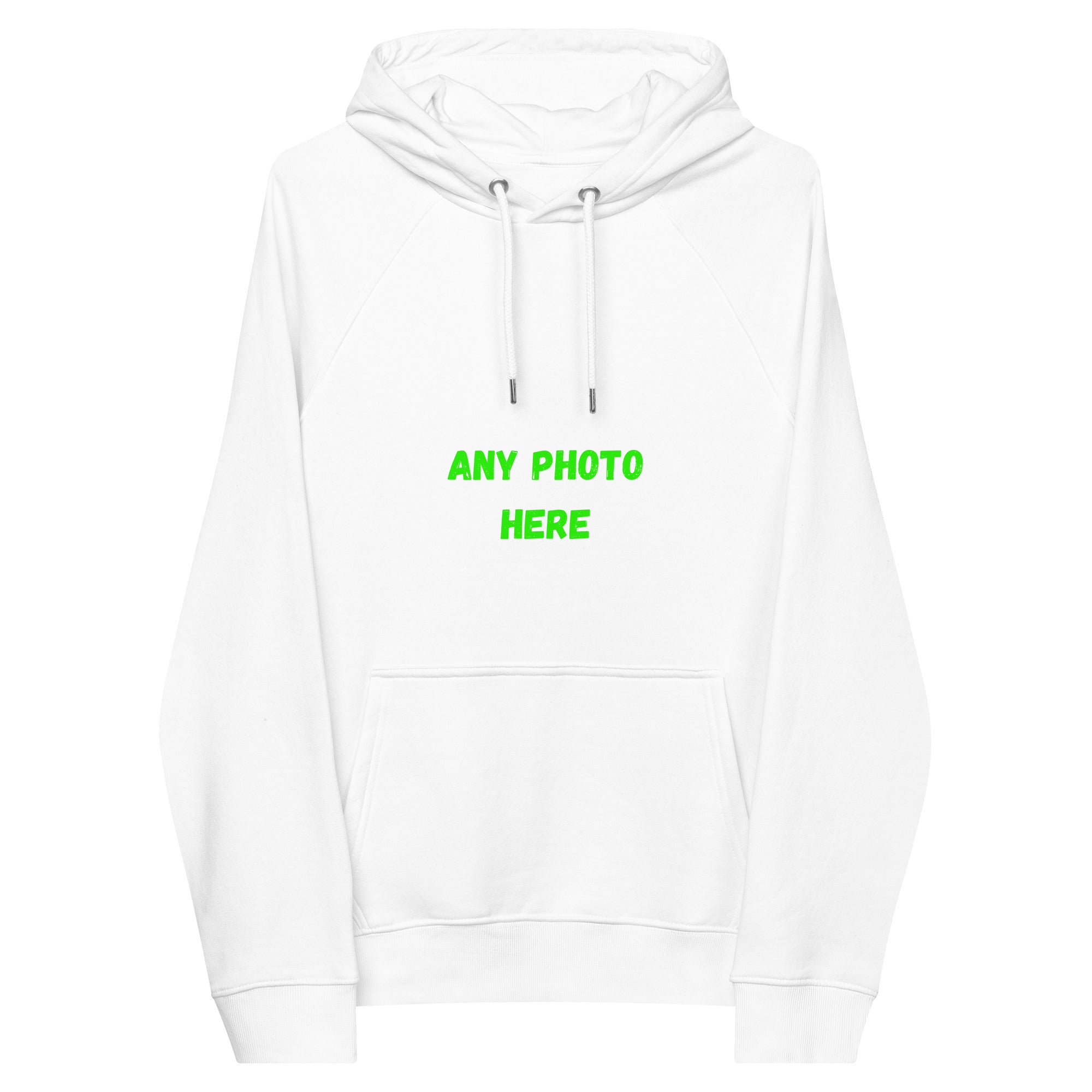 VOCE LINDX Eco Raglan Hoodie – Upload Your Photo or Design – Organic Cotton Comfort, Sustainable & Customisable